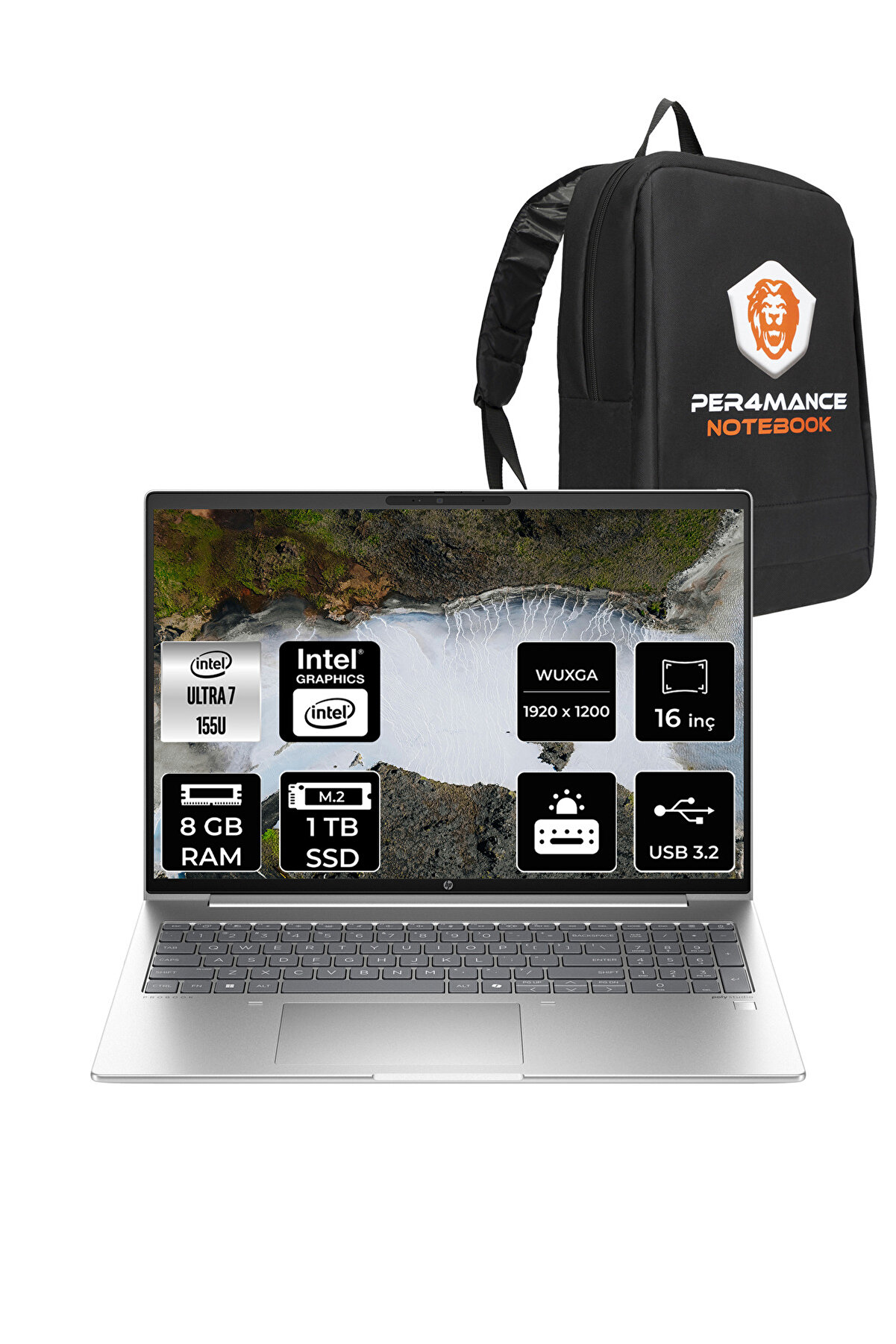 ProBook 460 İntel Core Ultra 7 155U 8GB 1TB SSD 16'' WUXGA FDOS A23BCEA _88 PER4 ÇANTA