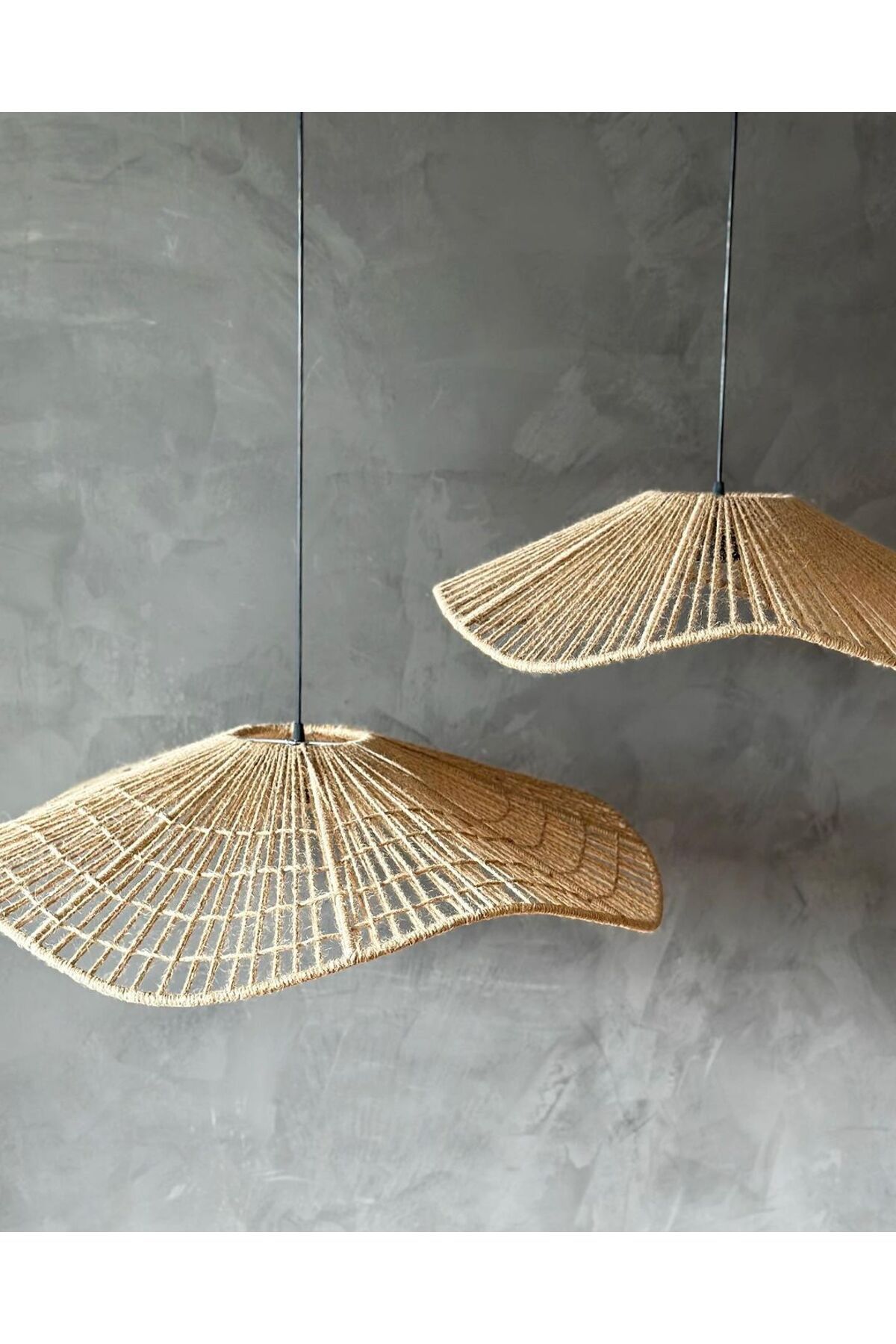 luminart LUMİNART  55CM ÇAP HASIR AVİZE RAFYA AVİZE EL YAPIMI AVİZE