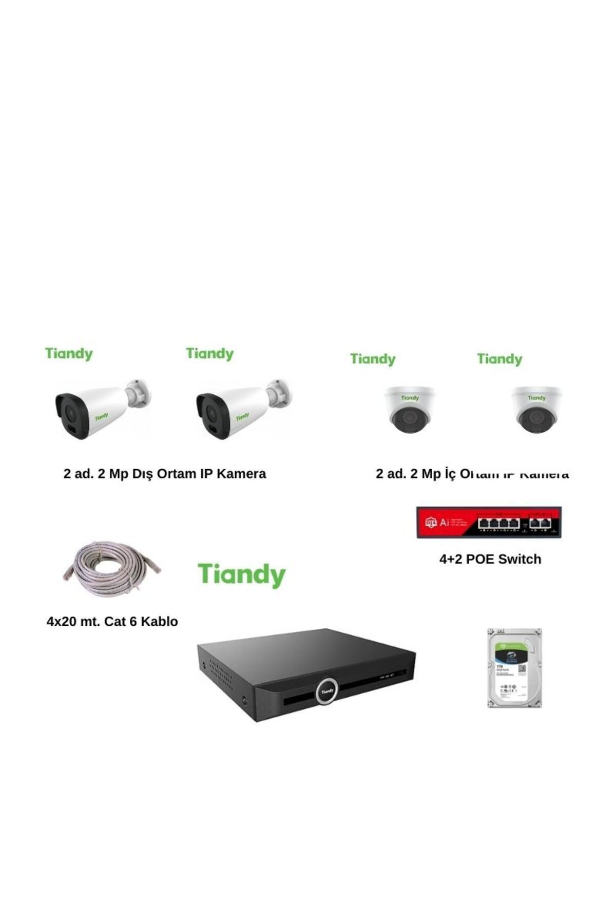 Tiandy 4'lü IP Kamera Seti Tak & Çalıştır