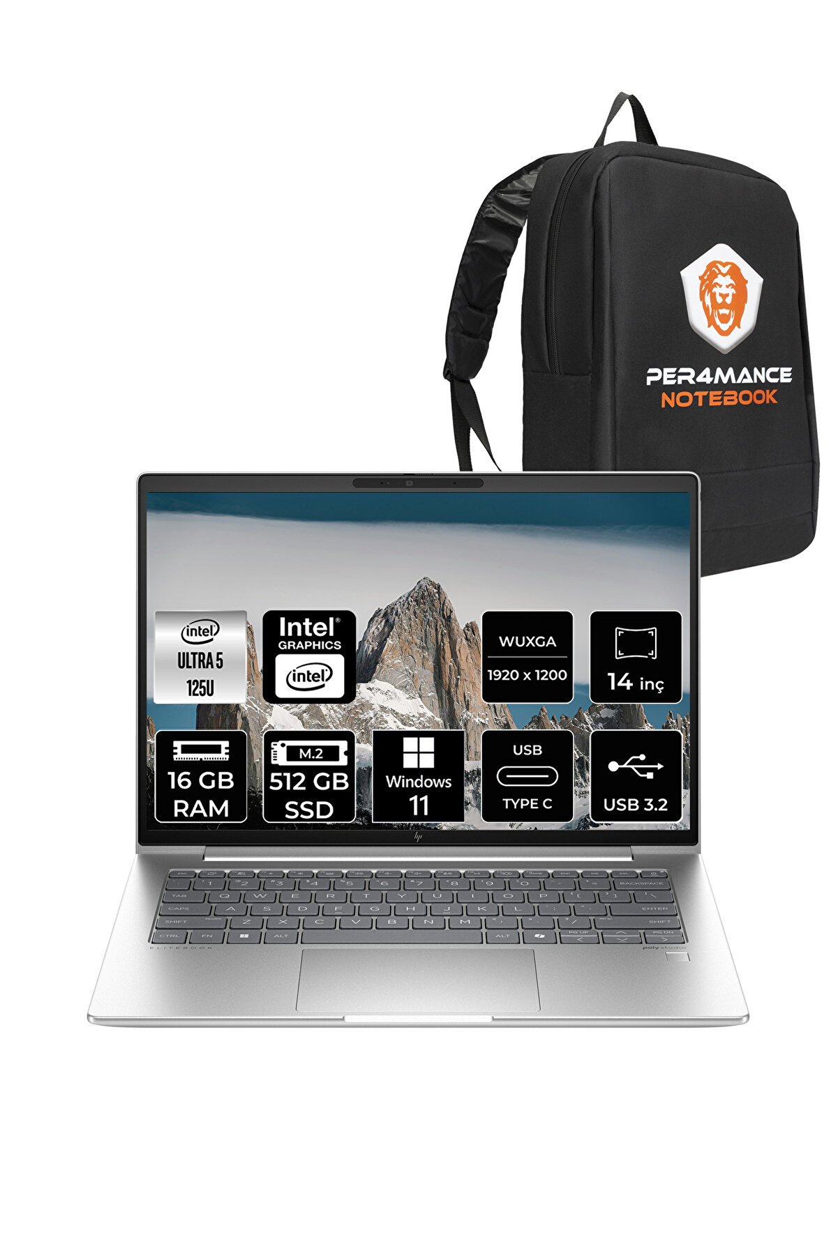 EliteBook 640 G11 İntel Core Ultra 5 125U 16GB 512GB SSD 14'' WUXGA W11P A23E1EA _30 PER4 ÇANTA