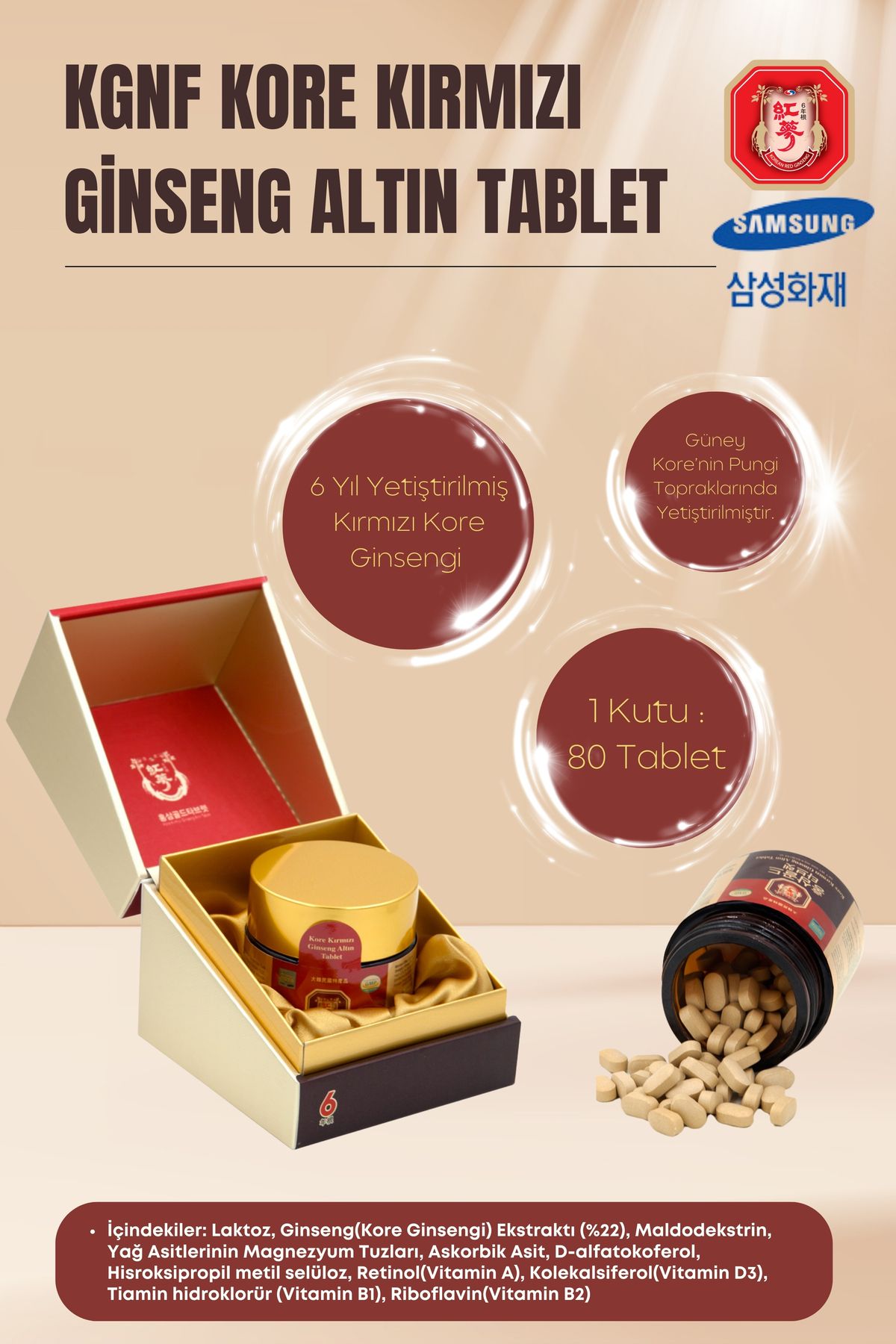 KGNF Kırmızı Ginseng Altın Tablet 80 Tablet