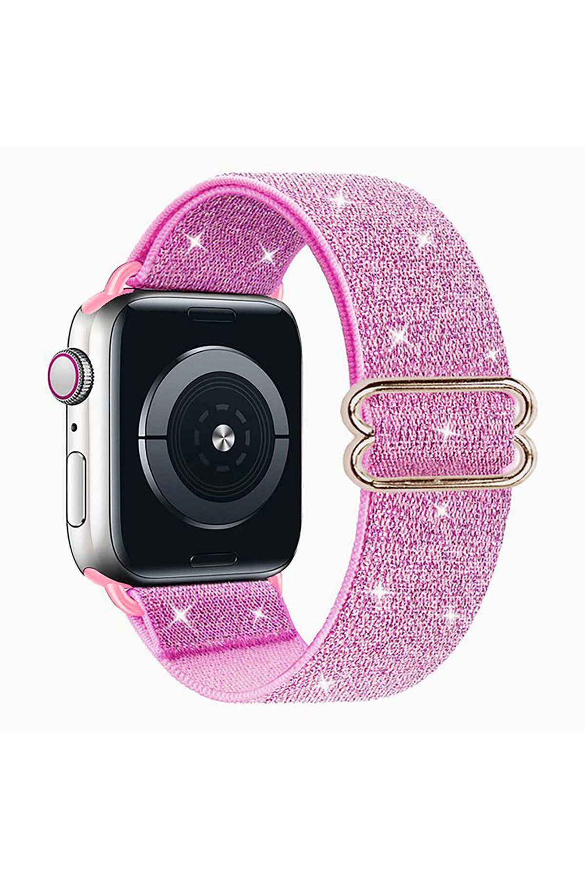 Microcase Apple Watch Series 10 46mm ile Uyumlu Simli Esnek Hasır Örgü Kordon Kayış - KY44-2