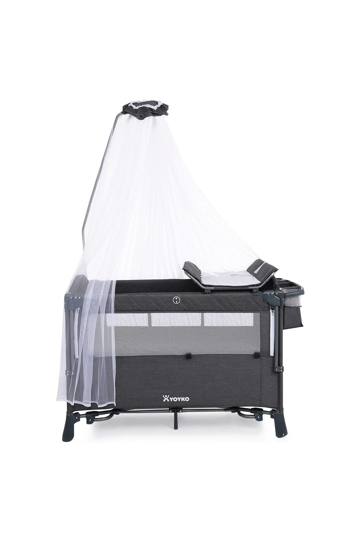 Genel Markalar Exclusive Comfort 8 In 1 Anne Yanı Park Yatak Oyun Parkı 70x110 - Koyu Gri