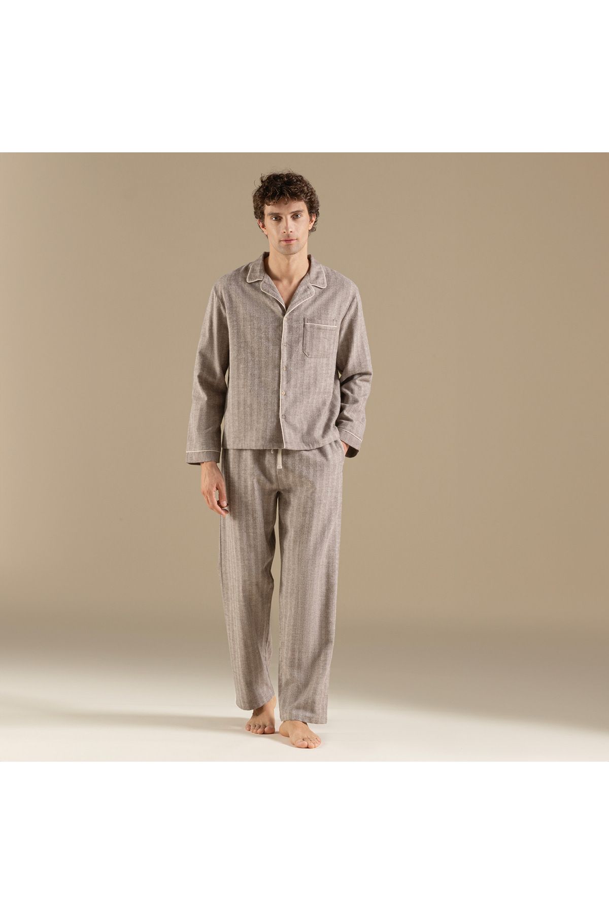 Chakra Ranel Pijama Takımı Kahve