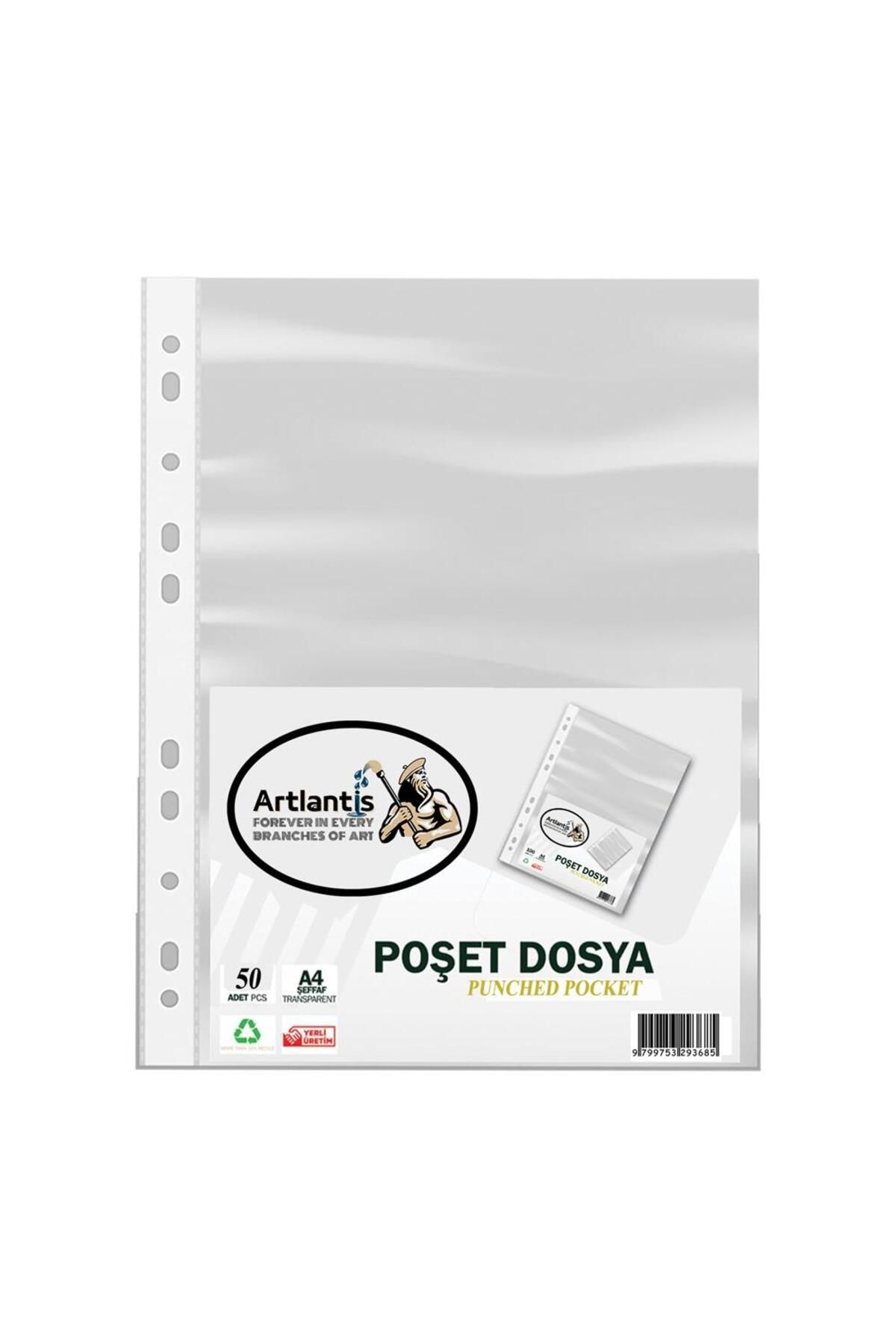 Artlantis Poşet Dosya 100 Lü A-4 Şeffaf Föy Dosya 1 Paket Ofis Okul Kenarı Delikli Poşet Dosya 1 Pak