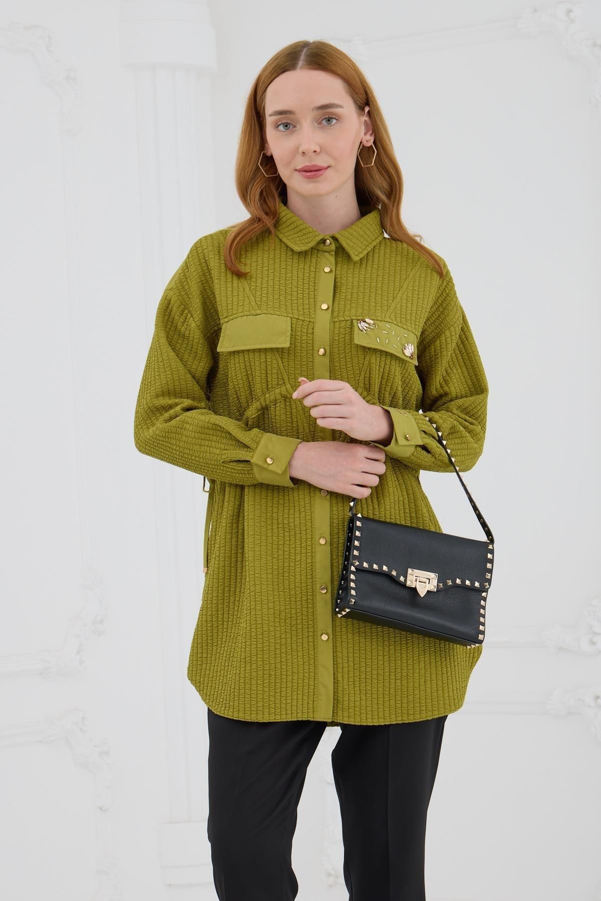 Moodbasic MOODBASİC KAPİTONE GÖMLEK MB11.242 YağYeşili