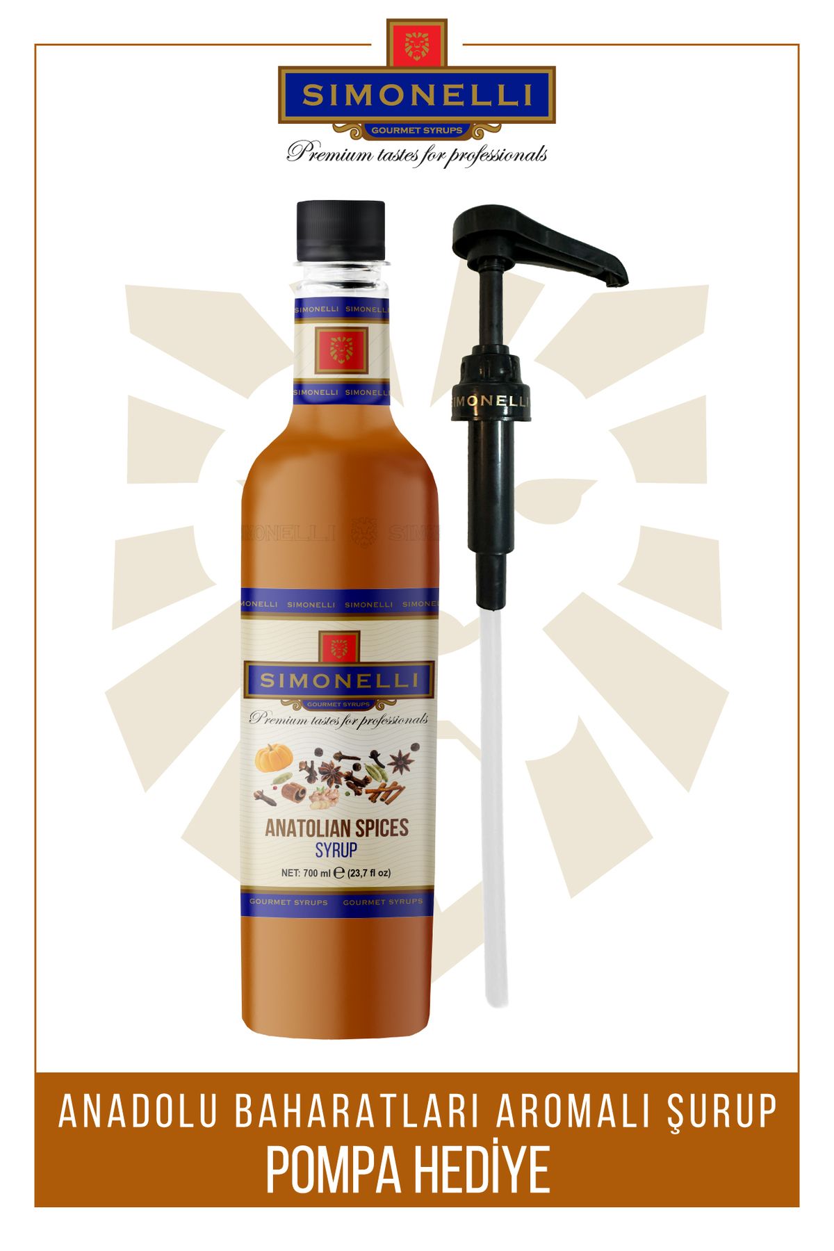 Simonelli Kahve Ve Kokteyl Şurubu Anatolian Spice Aromalı 700 ml Pompa Hediyeli