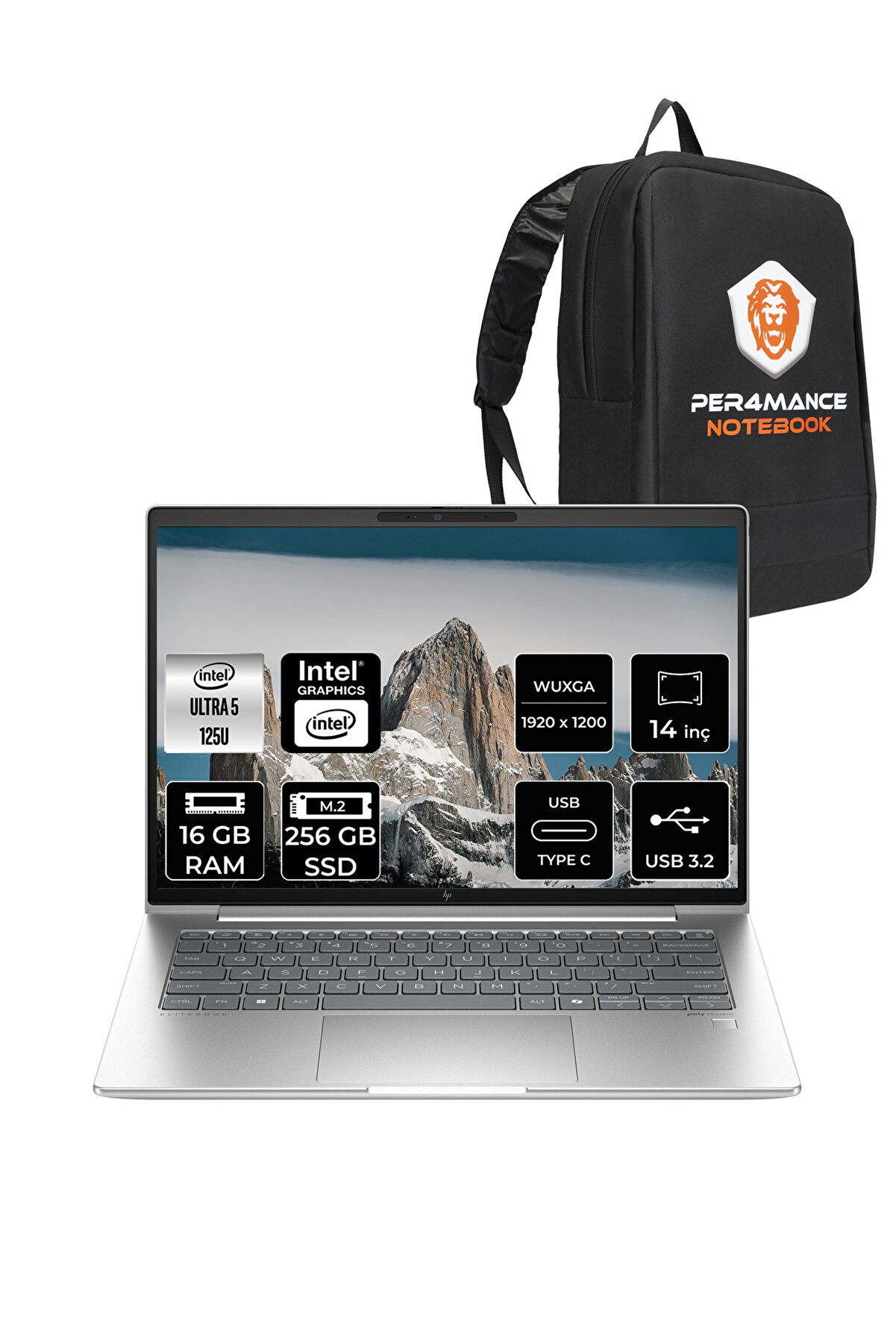 EliteBook 640 G11 İntel Core Ultra 5 125U 16GB 256GB SSD 14'' WUXGA FDOS A23E1EA _30 PER4 ÇANTA