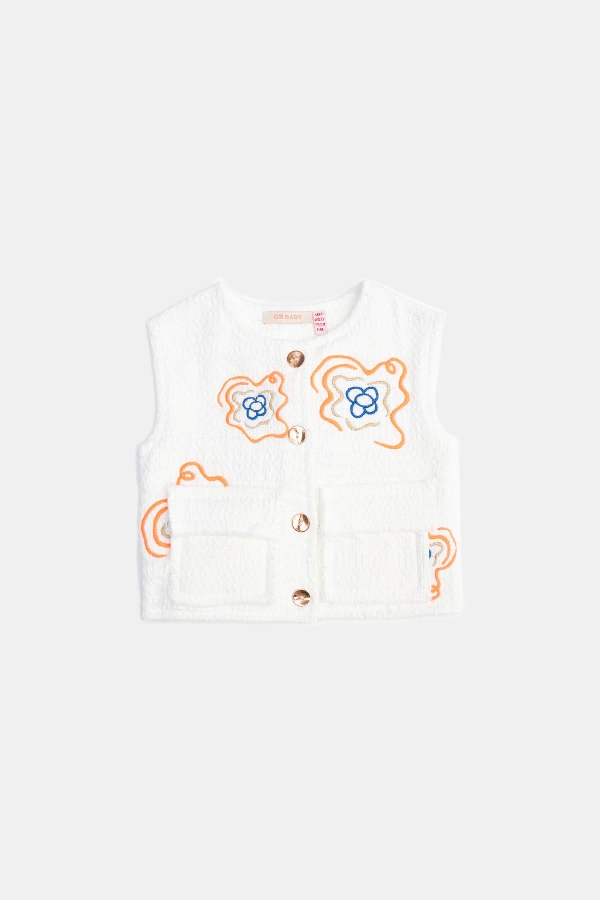 GB Baby Bg Store Kız Bebek Beyaz Yelek 23pssbg2704
