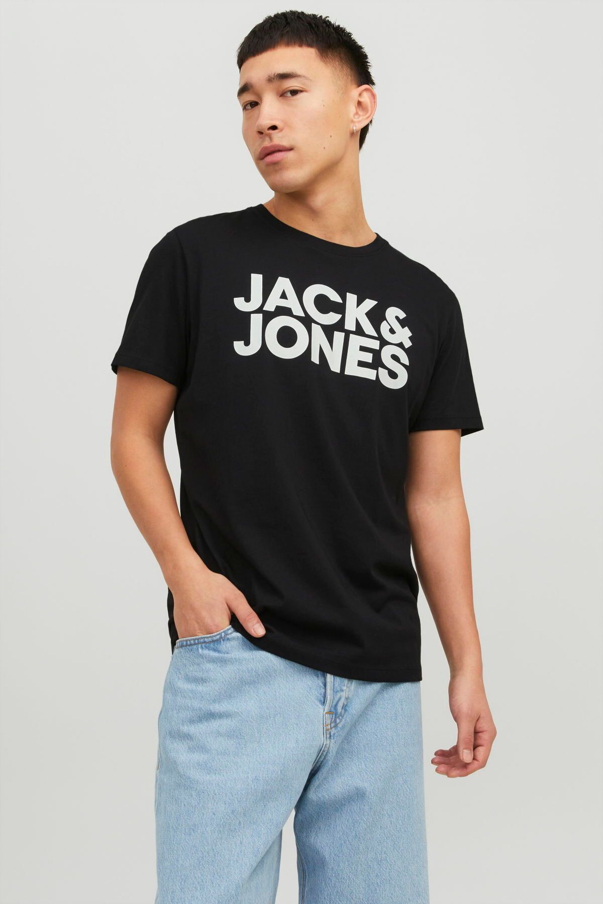 Jack & Jones Bisiklet Yaka Logo Baskili Tisört-corplogo