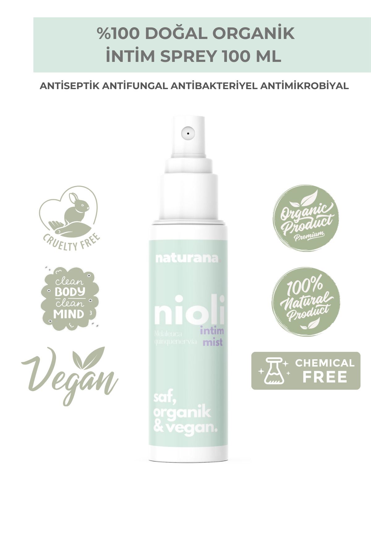 Naturana %100 Doğal Organik Kadın Ve Erkek Için Nioli Intim Bakım Spreyi 100 ml