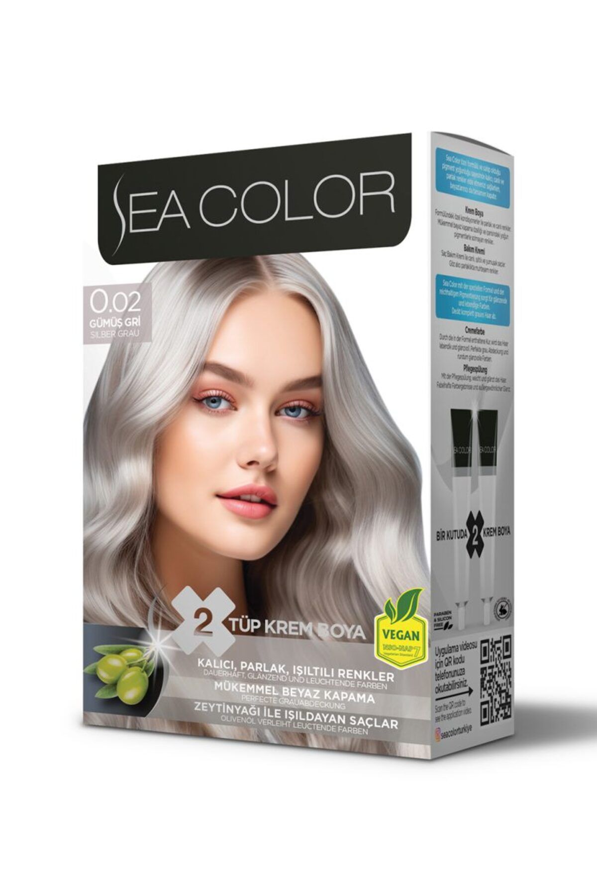 Sea Color 0.02 Gümüş Gri Set Saç Boyası