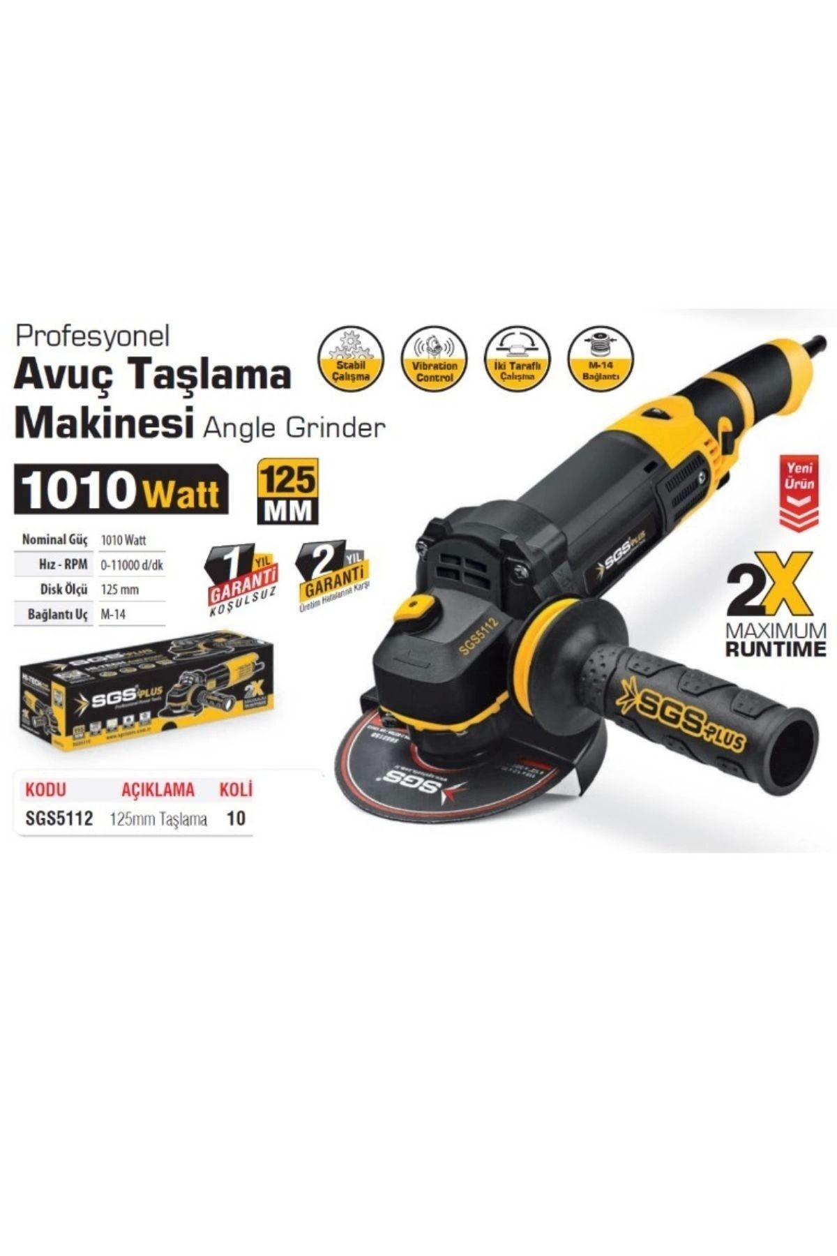 Sgs Plus 5112 Hi-Tech Profesyonel Avuç Taşlama Makinesi 1010 Watt