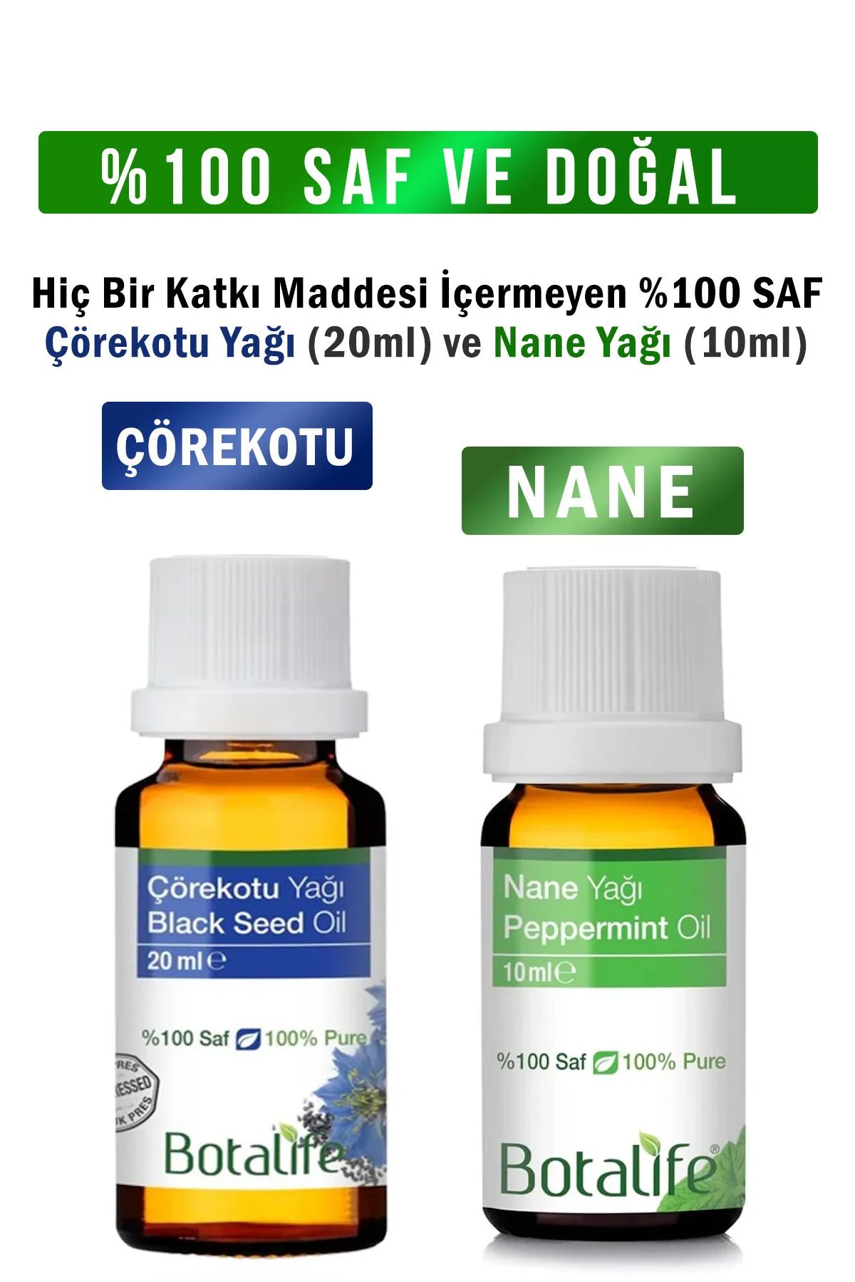 Botalife %100 Saf Çörekotu Yağı 20ml ve Nane Yağı 10ml