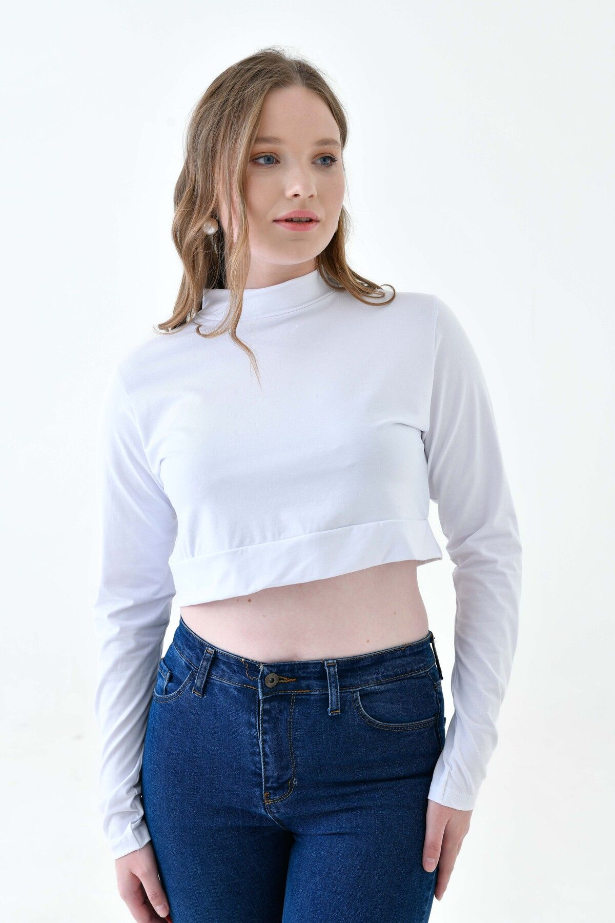 mirach Büyük Beden Uzun Kollu Crop Bluz – Şık ve Modern Yarım Bluz Modelleri