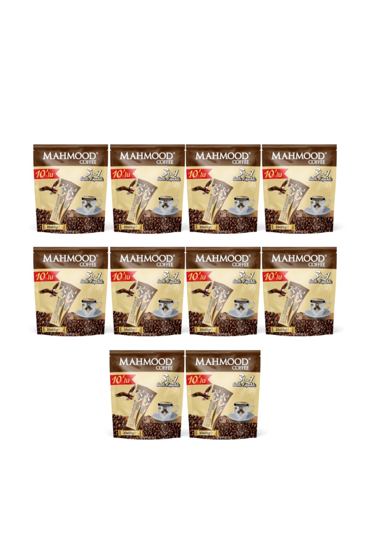 Mahmood Coffee 3'ü 1 Arada Sütlü Köpüklü Kahve 18 gr x 10 Adet x 10'lu Paket