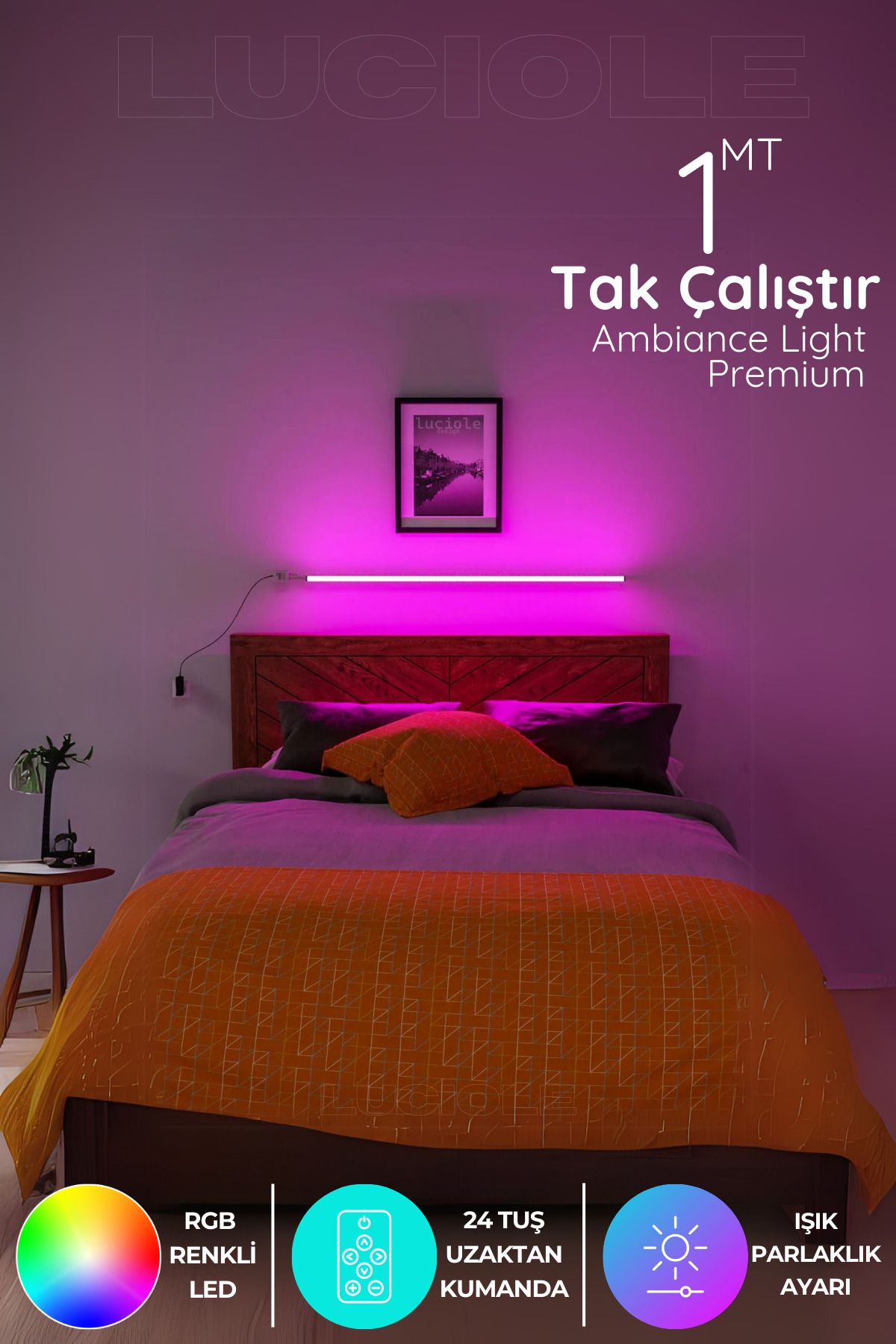 luciole Led Abajur Aplik Gece Lambası Rgb Lambader Renkli Uzaktan Kumandalı Işık Animasyonlu Luciledrgb
