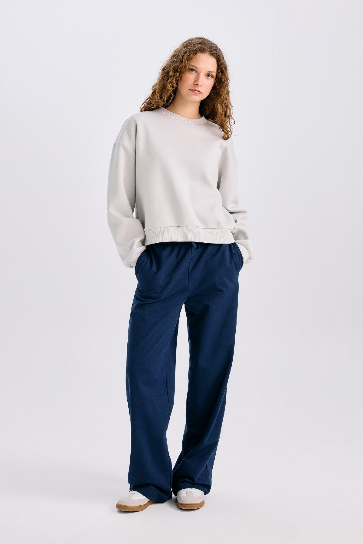 Defacto Straight Fit Beli Lastikli Eşofman Altı Uzun Boy Bağcıklı Cepli Basic Düz D6667ax24wn