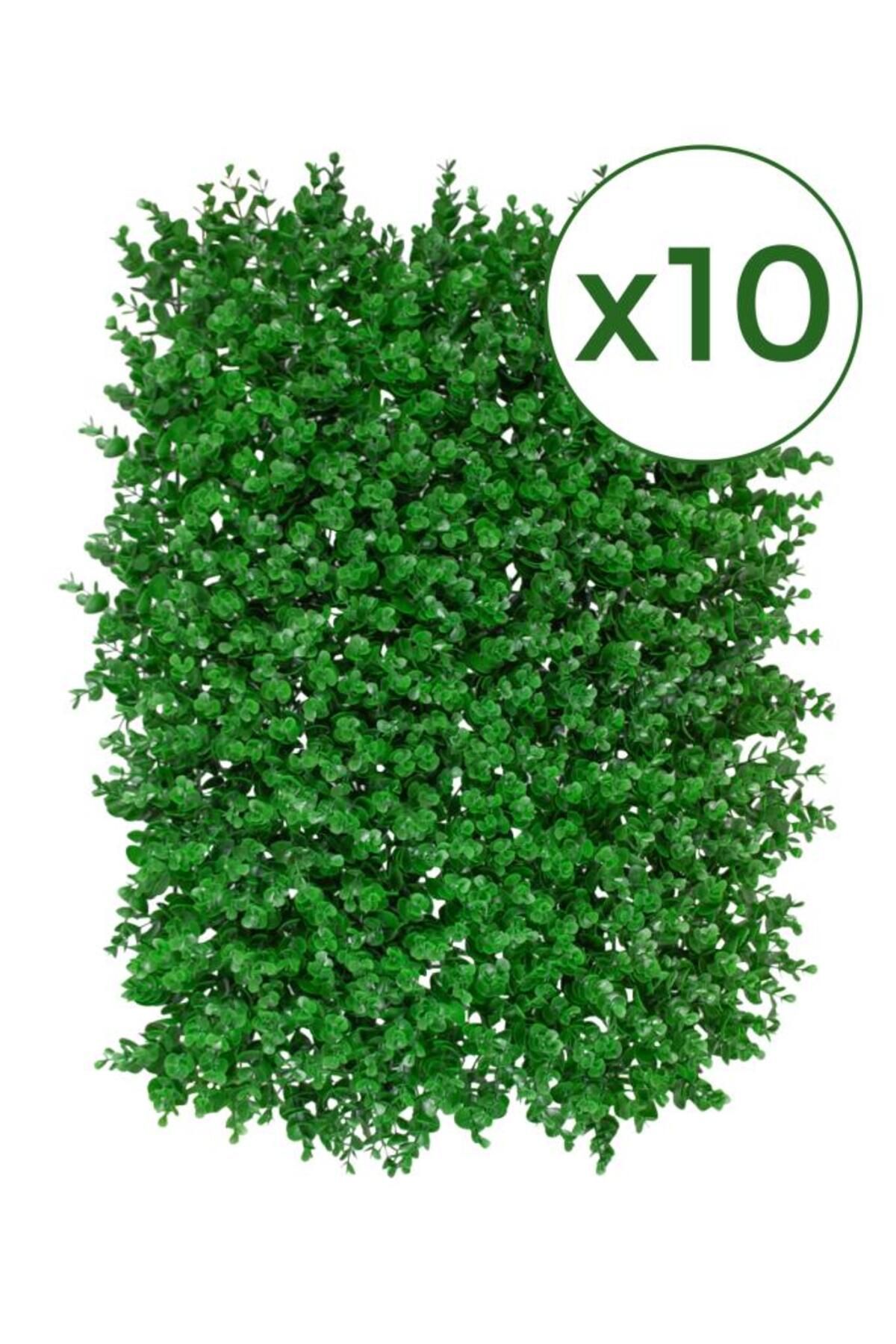 Çiçekmisin 10 Adet Duvar Uygulaması Yapay Şimşir Yeşillik 40*60 Cm