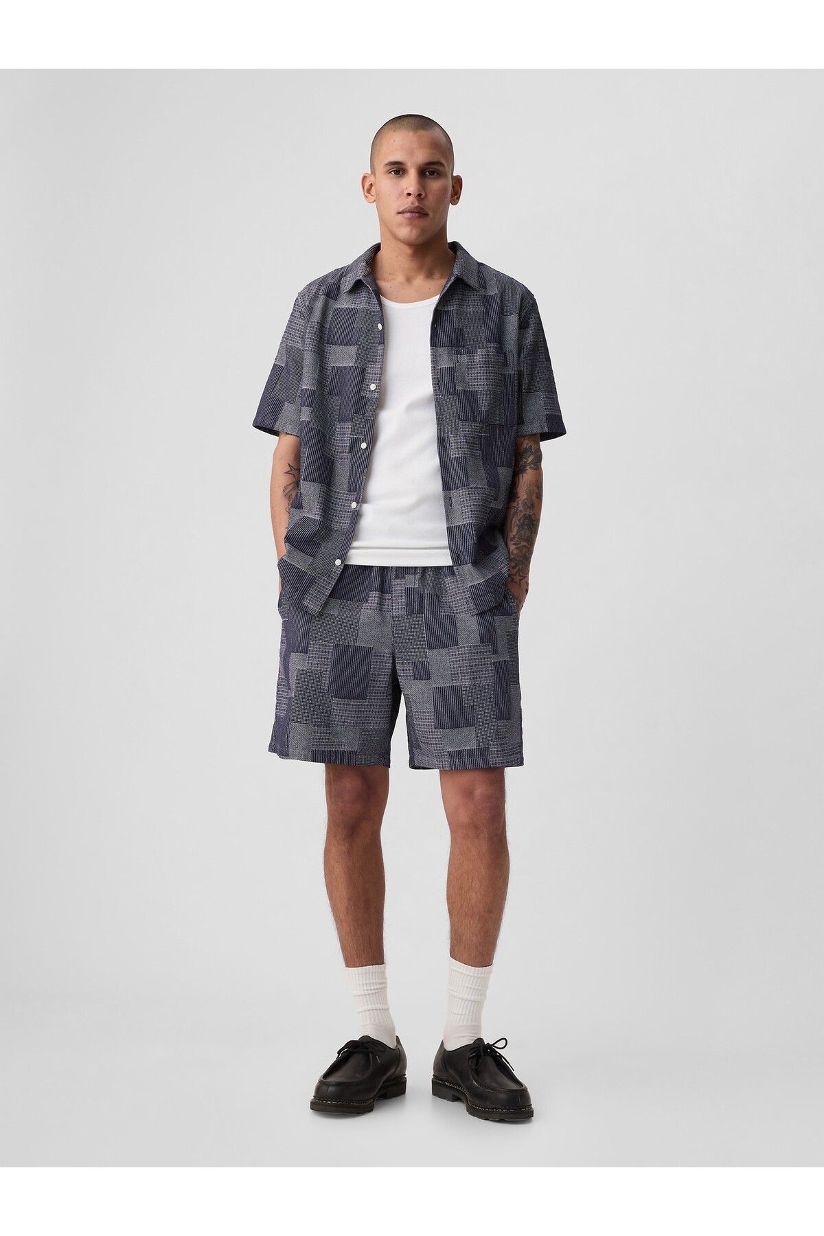 GAP Erkek Gri 7" Patchwork Easy Şort