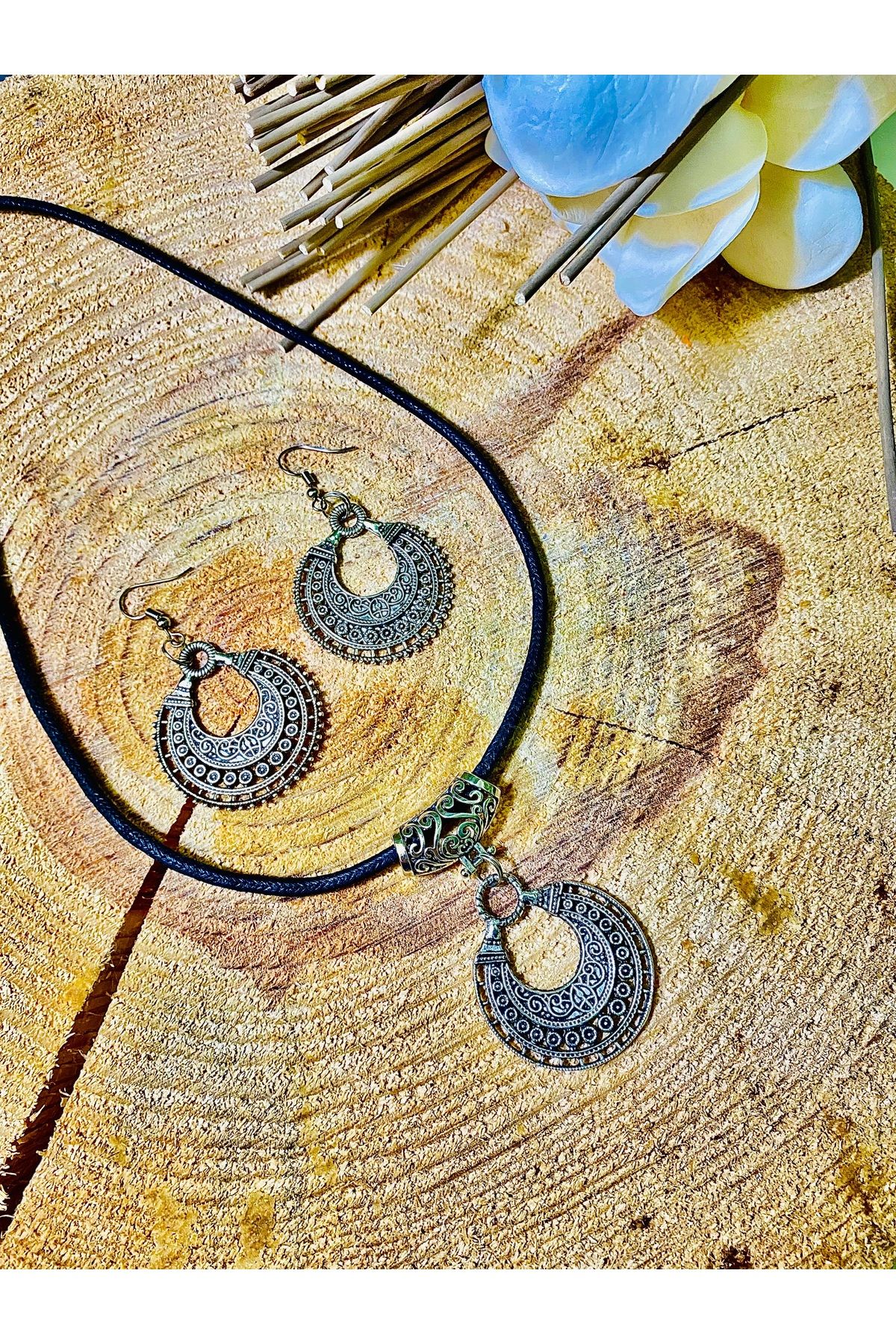 kattuna Bohem Serisi Otantik Boho Kolye ve Küpe Set El Yapımı