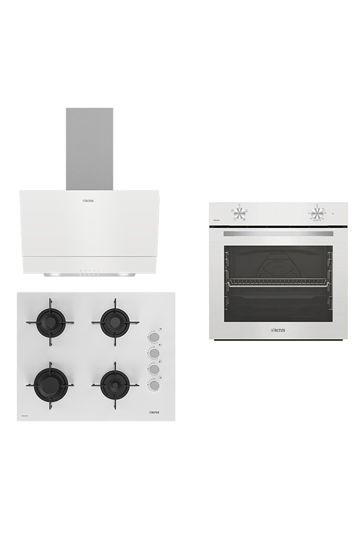 Beyaz Ankastre Set Ala 310HW Fırın - Ala 159 DHW Ocak - Ala 510 W Davlumbaz