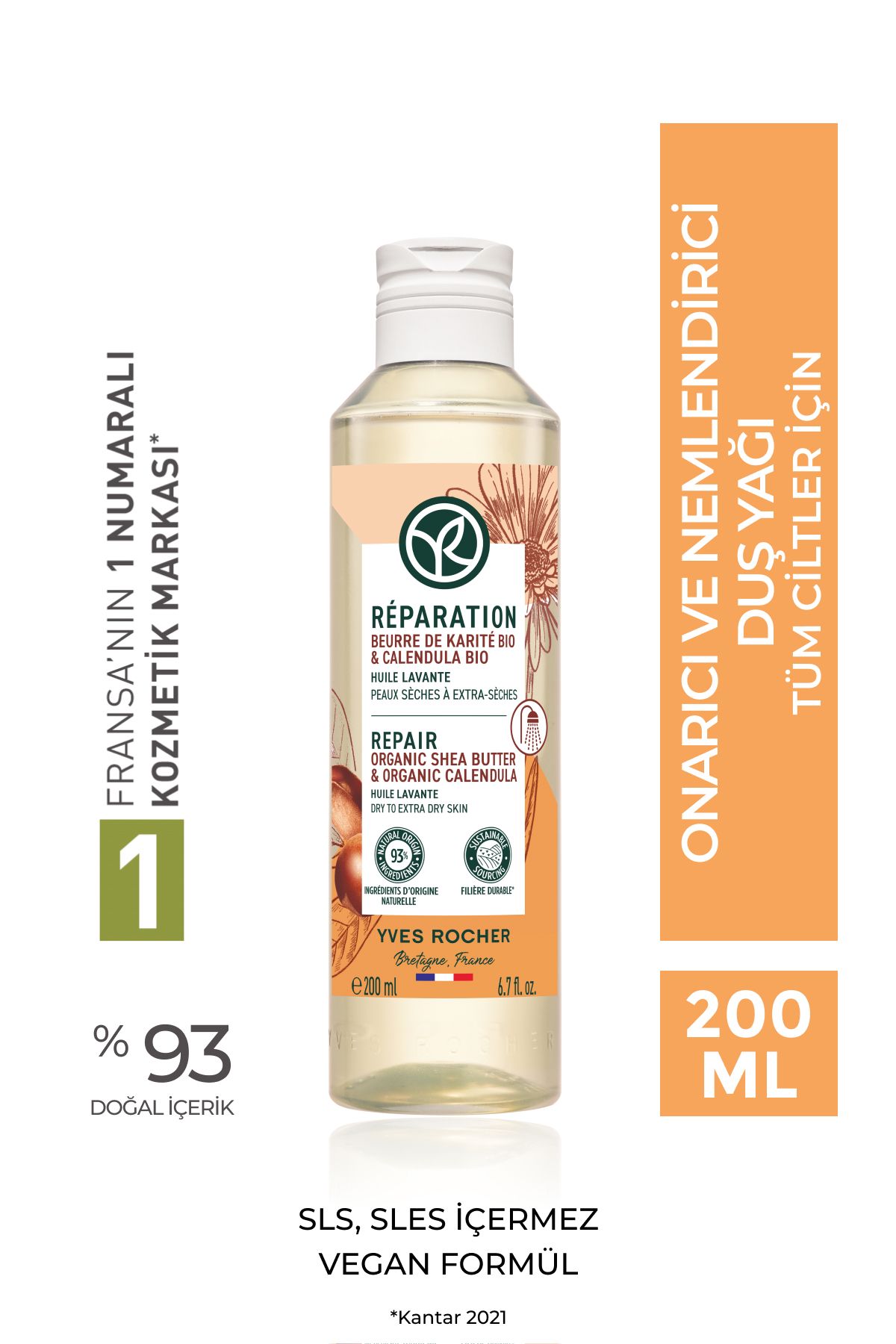Yves Rocher Intensively Nourishing, Restorative and Moisturizing Skin Shower Oil 200 ml eleg.2989