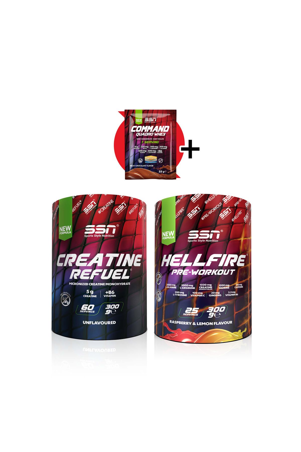 SSN Sports Style Nutrition Performans Kombinasyonu 2 (SSN CREATİNE 300GR SSN HELLFİRE PREWORKOUT 300GR)