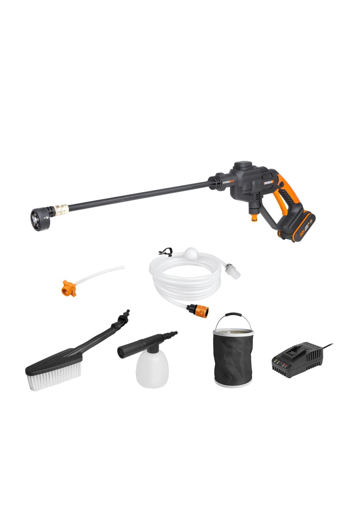 Worx Wg620e.2 20volt 2.0ah. Li-ion 24 Bar Basınçlı Yıkama Tabancası 4 Parça Yıkama Seti