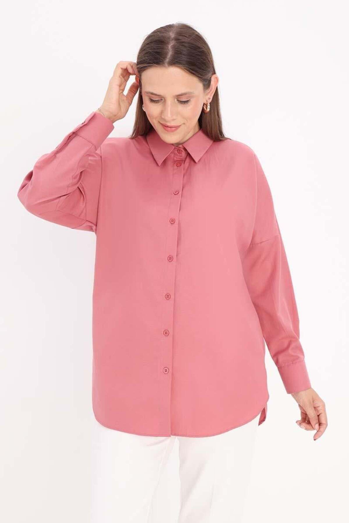 ALLDAY Açık Gül-Oversize Basic Gömlek