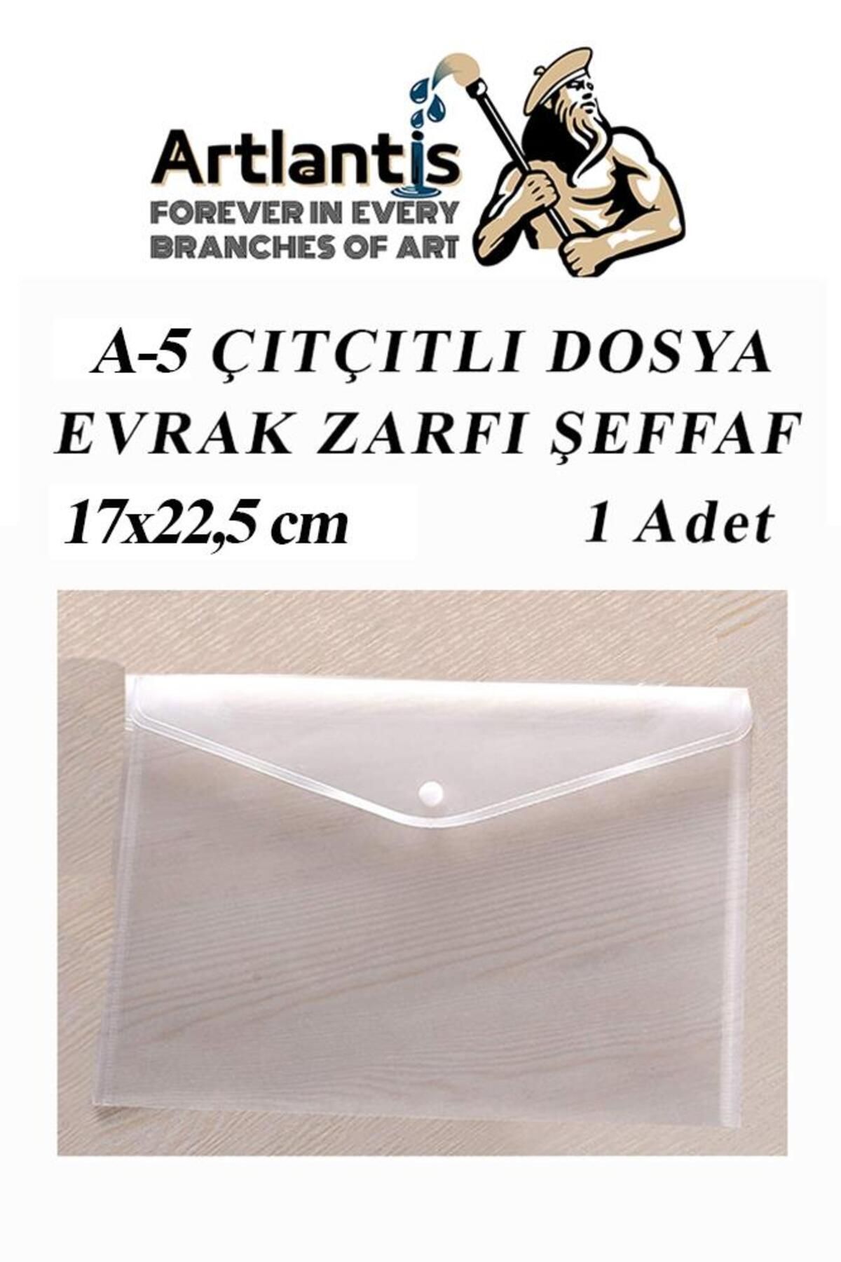 Artlantis A5 Çıtçıtlı Dosya Şeffaf 1 Adet A-5 Çıtçıtlı Zarf Dosya Transparan 17x22.5 Cm Küçük Boy Çıtçıtlı Dos