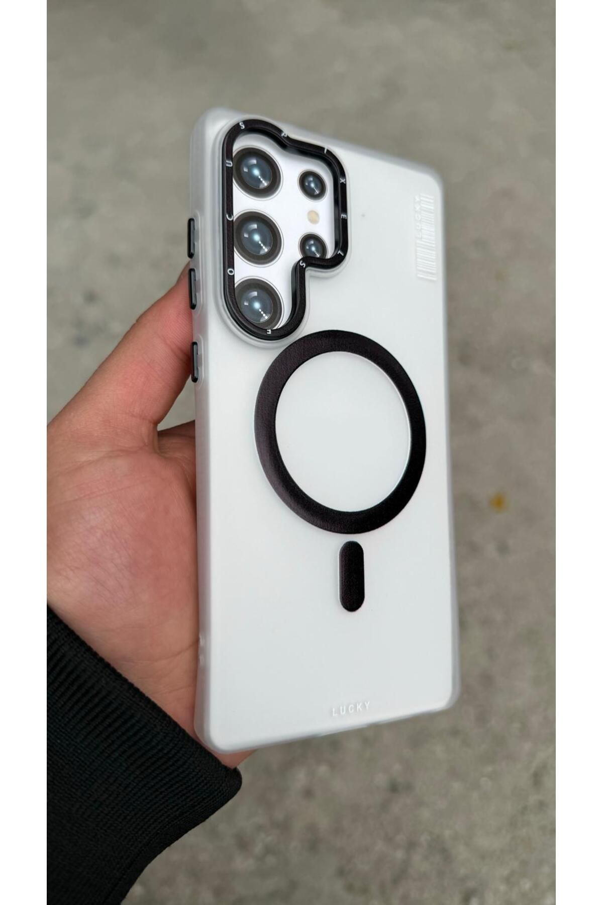 Sphone Samsung Galaxy S25 Ultra Kılıf Şeffaf Mat Kenarlar Tırtık Magsafe Silikon Esnek Kamera Metal Çerçeve