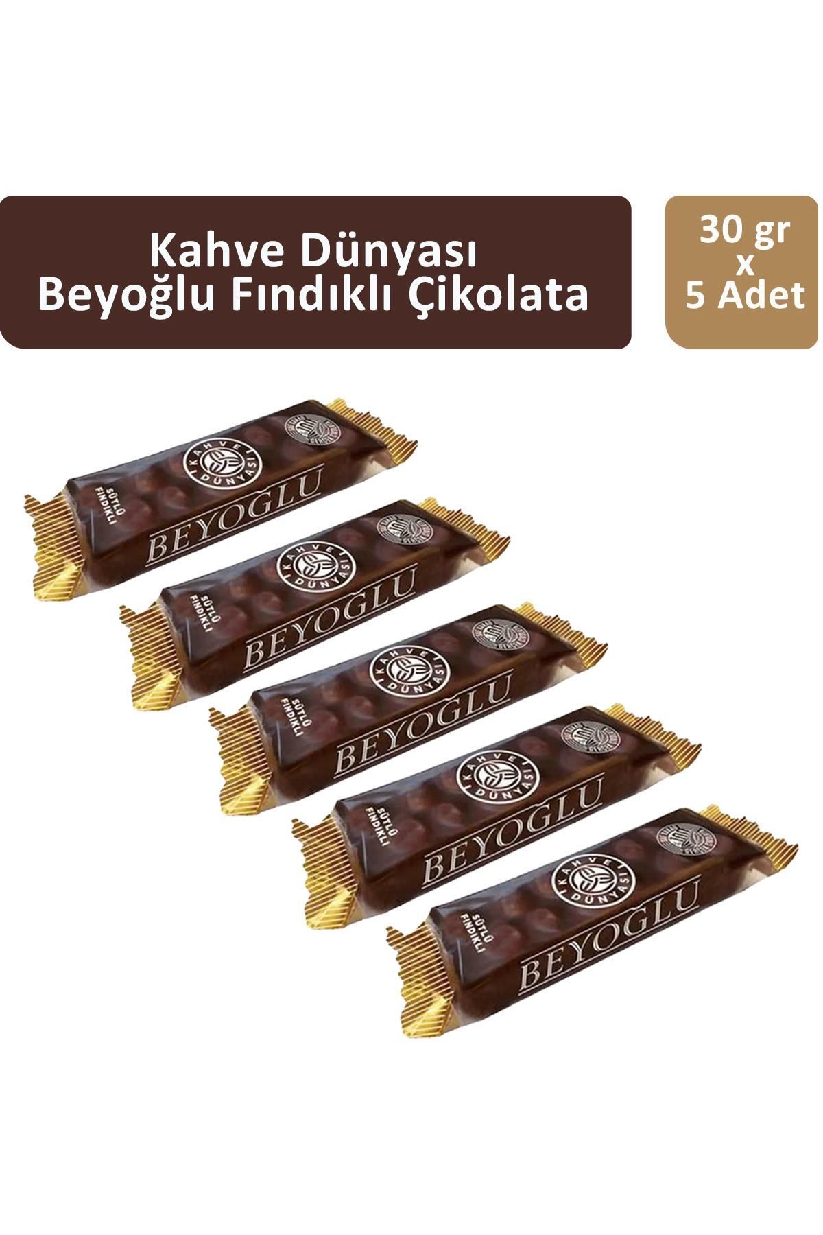Kahve Dünyası Kahve Dünyası Beyoğlu Sütlü Fındıklı Çikolata 30 gr x 5 Adet