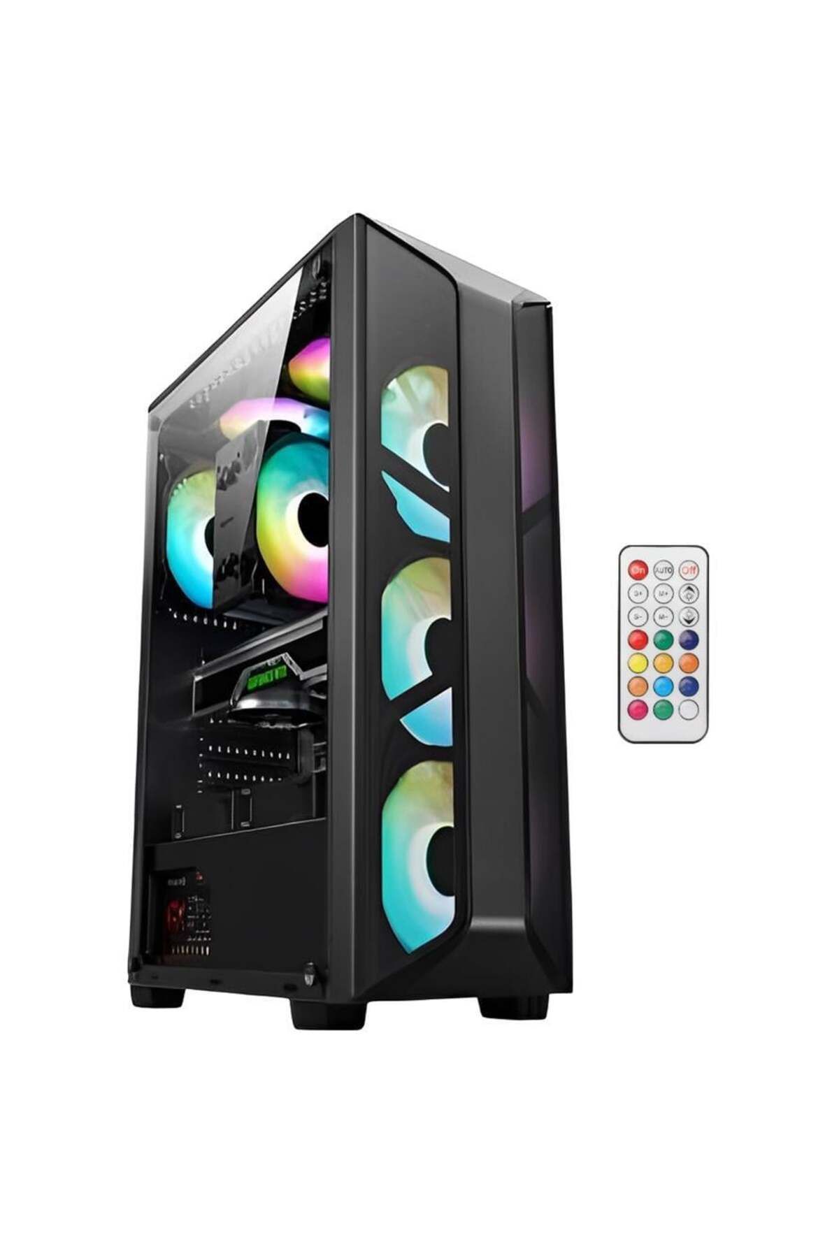 Aztech Azt101 B 5 X Rgb Fan Uzakdan Kumanda Siyah Akvaryum Gamin Kasa Temper Cam , Rgb Switch