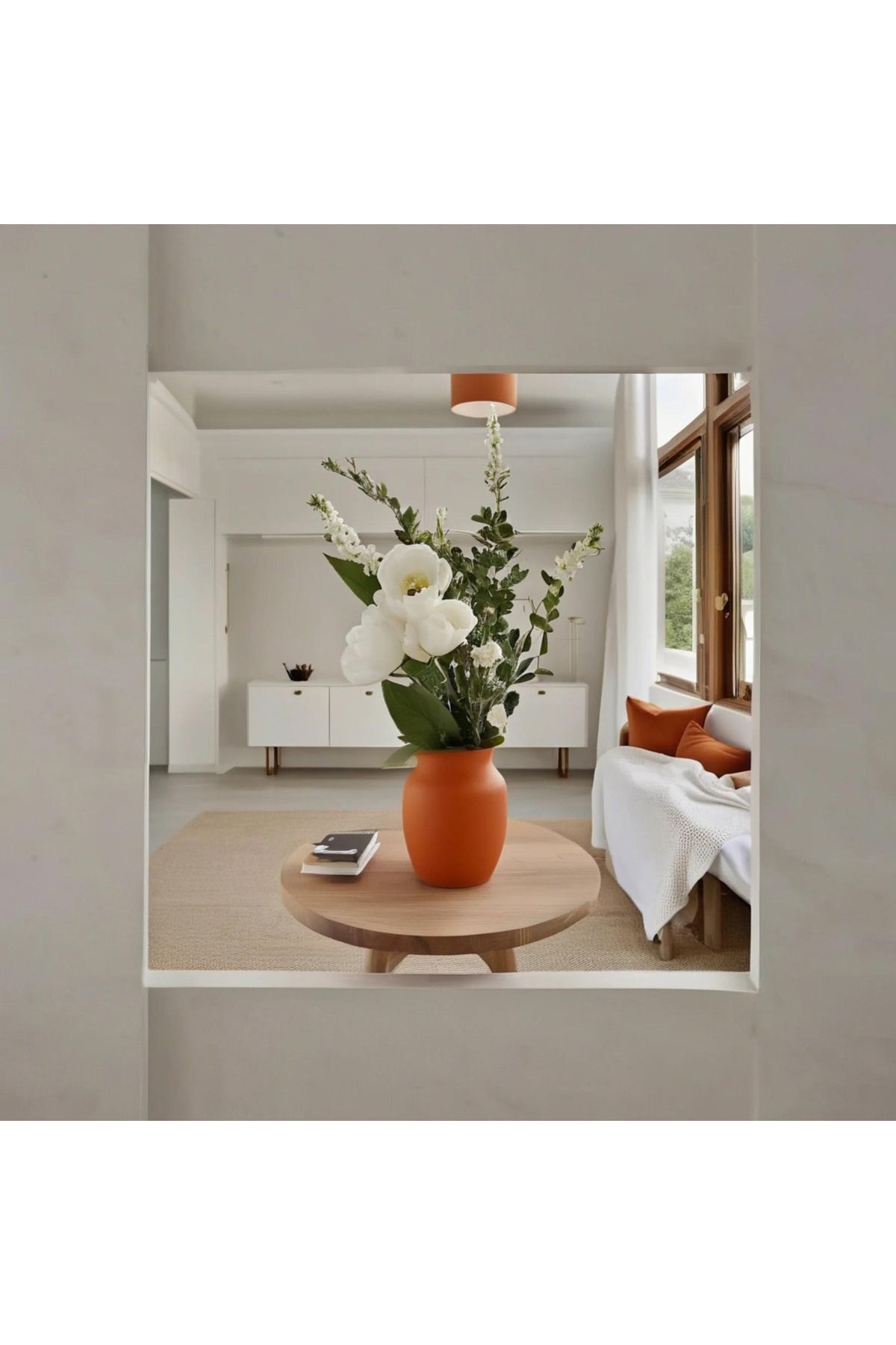Lui Tasarım İskandinav Tarzı Bohem Dekoratif Trend Terracotta Rengi Seramik Vazo 16 Cm