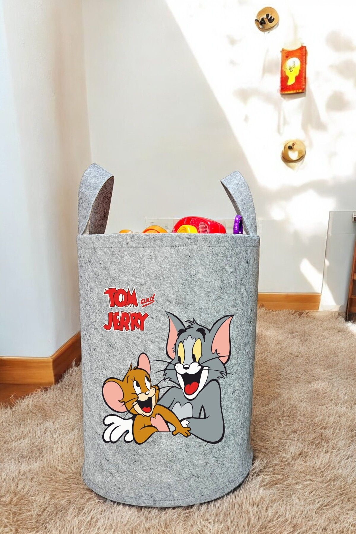 Trend Sizde Unisex Tom-jerry Desenli Bebek Çocuk Odası Düzenleyici Saklama Kutusu Oyuncak Kirli Sepeti 40X35 CM
