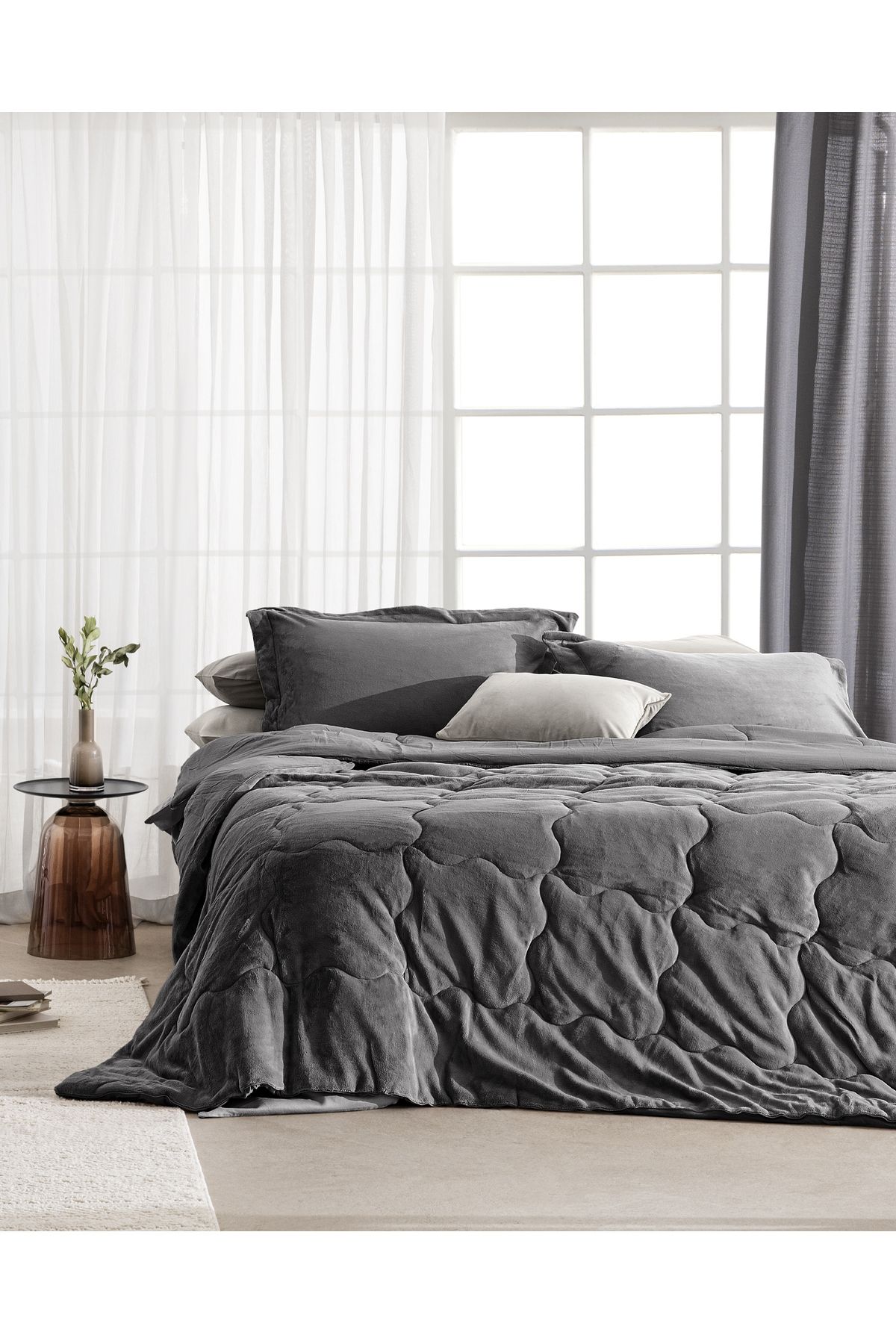 Madame Coco Kaira Tek Kişilik Comforter Set - Antrasit
