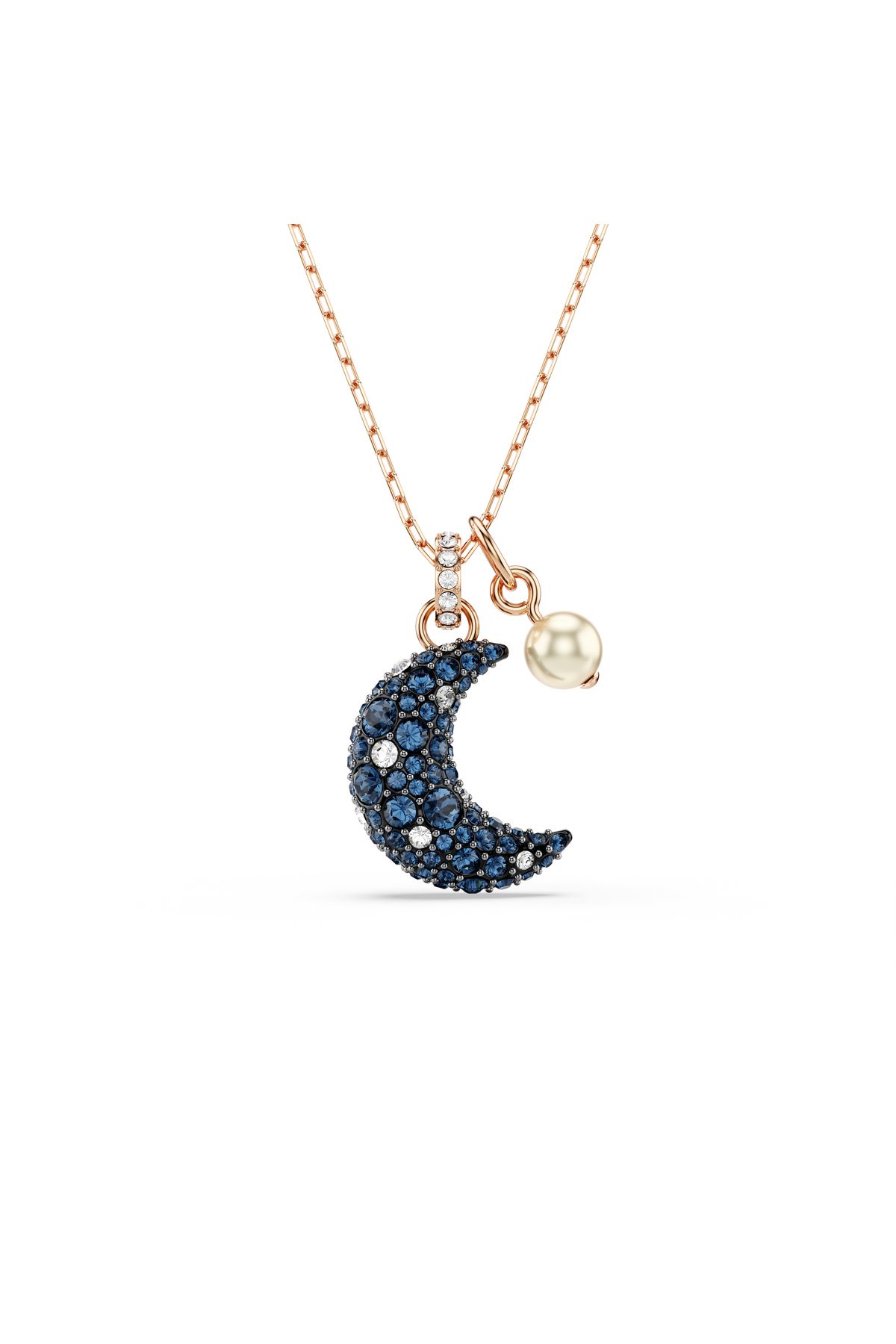Swarovski Sublima Kolye, Kristal Inci, Ay, Çok Renkli, Pembe Altın Rengi Kaplama