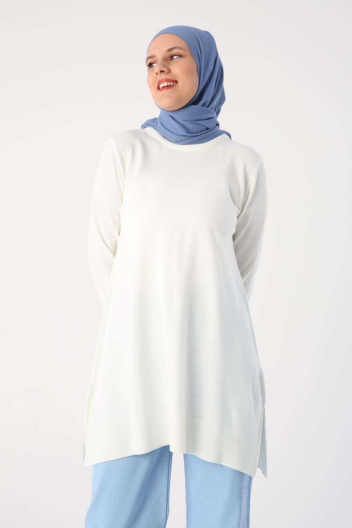 ALLDAY Ekru Bisiklet Yaka Triko Tunik