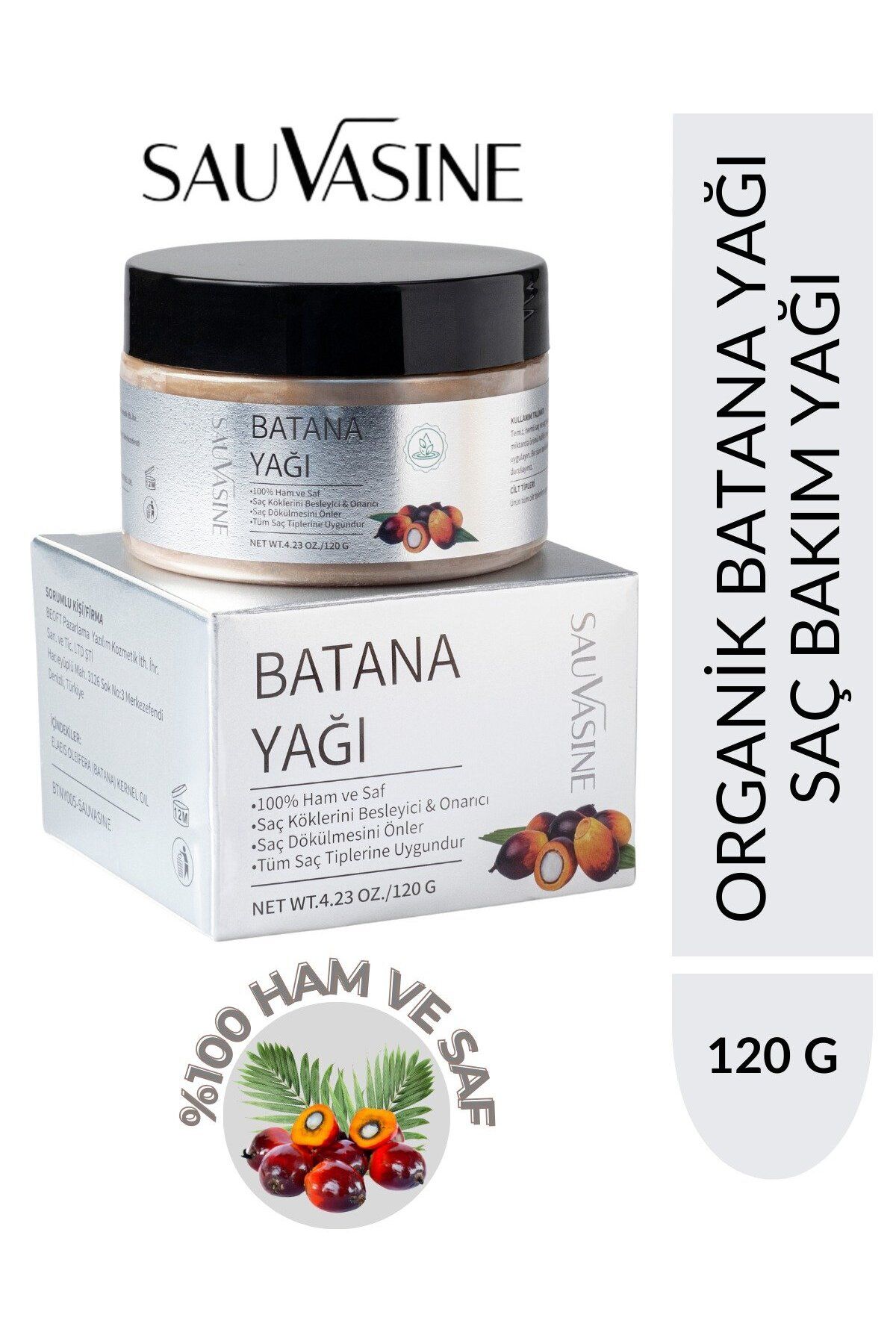 Sauvasine 100% Ham Ve Saf Organik Batana Saç Bakım Yağı 120 G - Raw And Pure Organic Batana Hair Care Oil