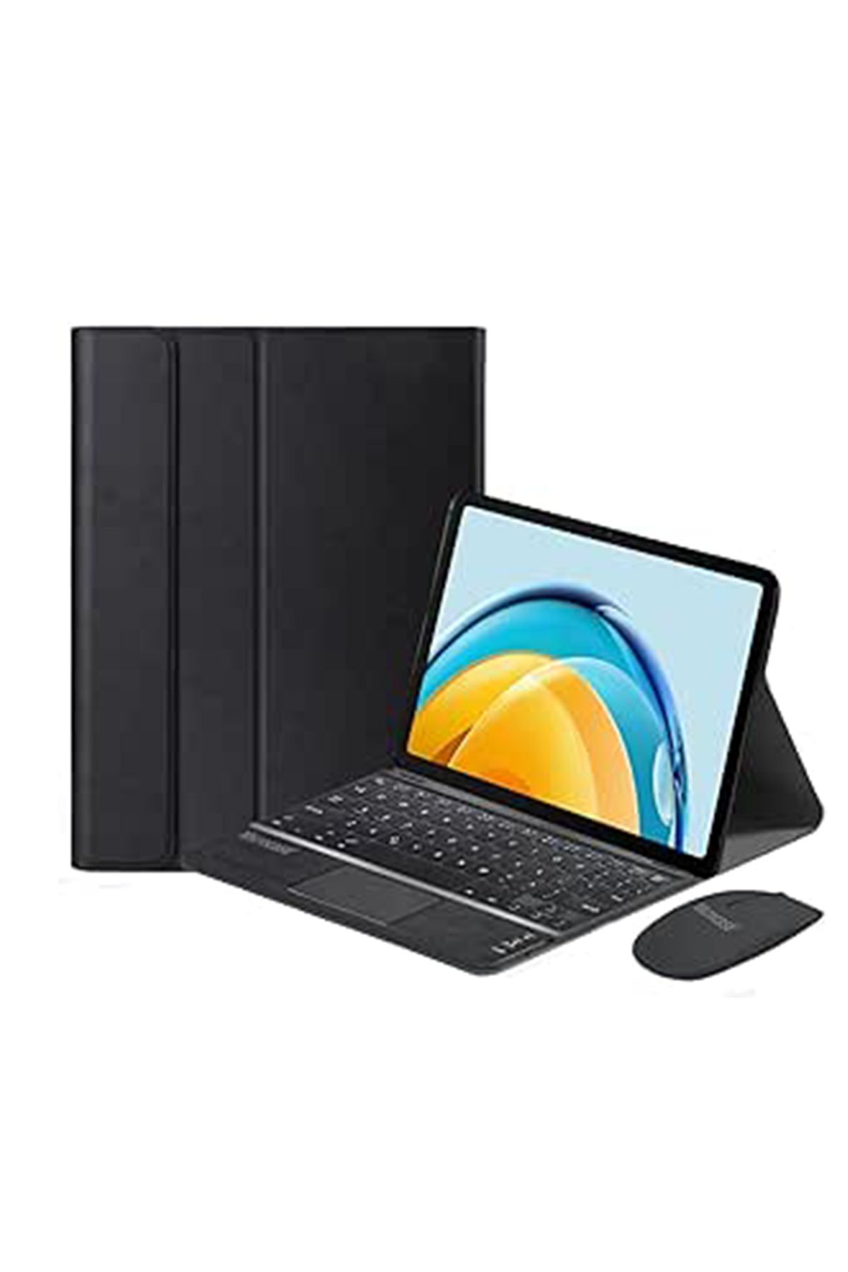 Microcase Samsung Tab S10 Plus SM-X820 12.4'' Uyumlu BT Touchpad Klavye+Bluetooth Mouse+Standlı Kılıf-BKK7