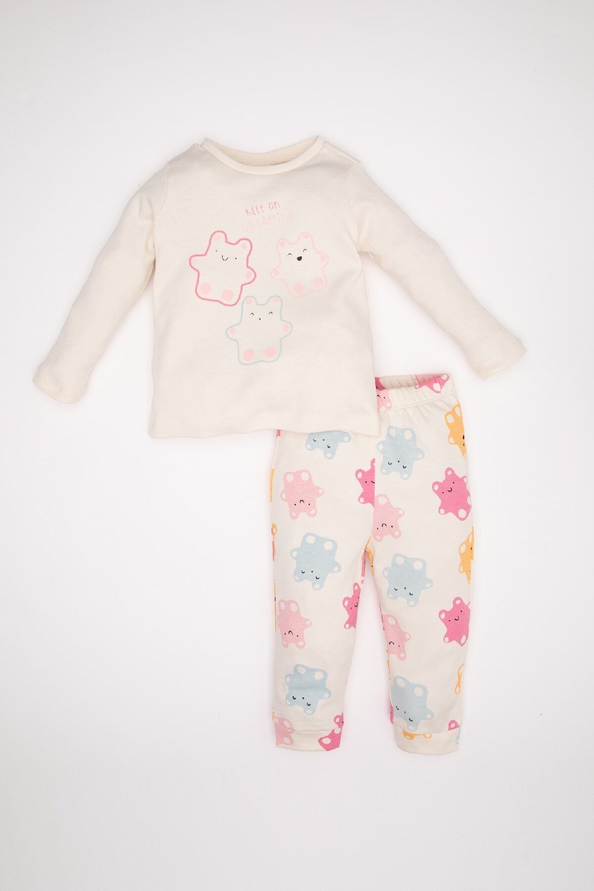 Defacto Kız Bebek Pijama Takımı Baskılı Uzun Kollu Üst Uzun Alt D3624a524wn