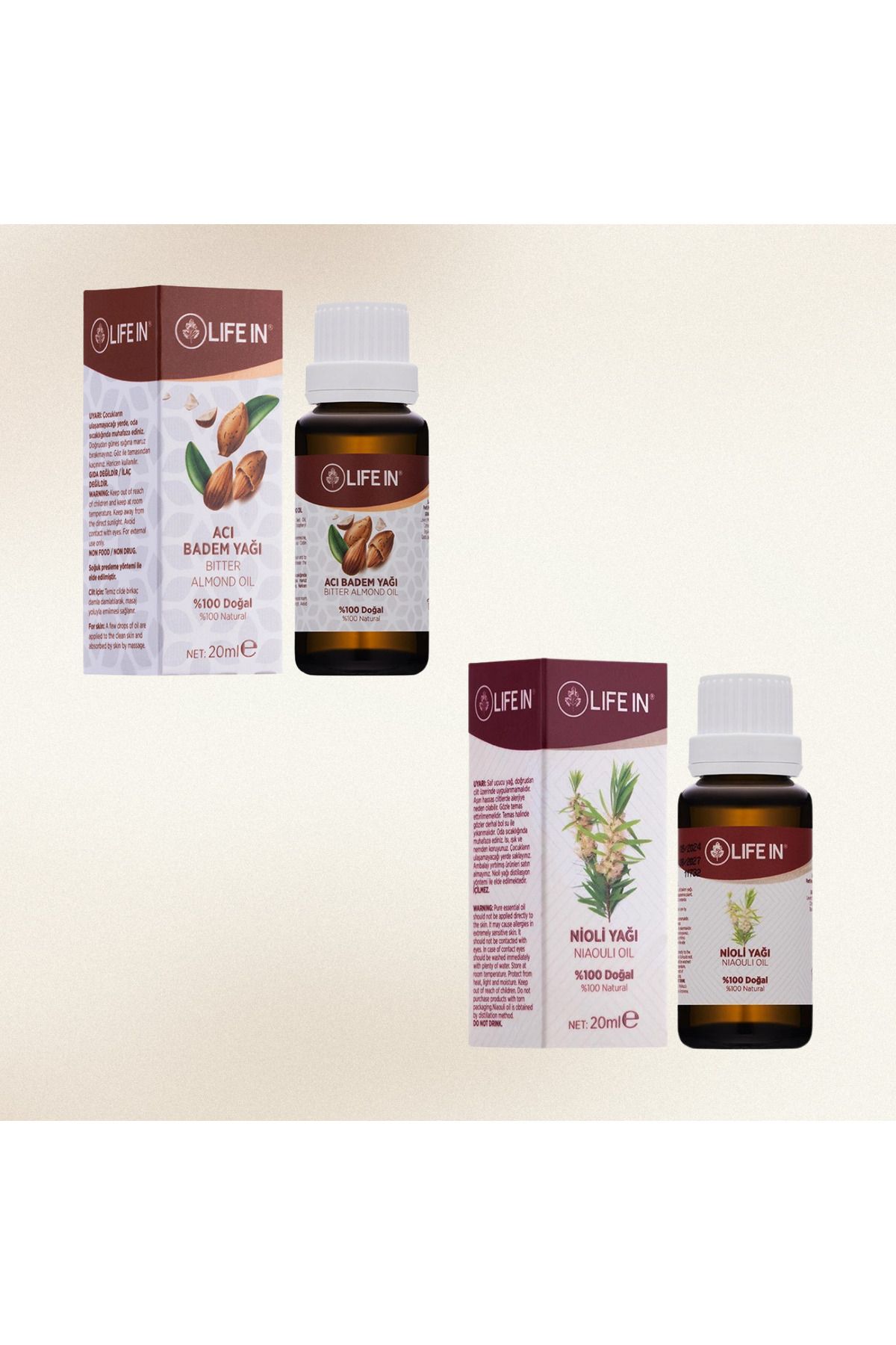 Life In Nioli Yağı 20 ml - Acı Badem Yağı 20 ml 2li Set