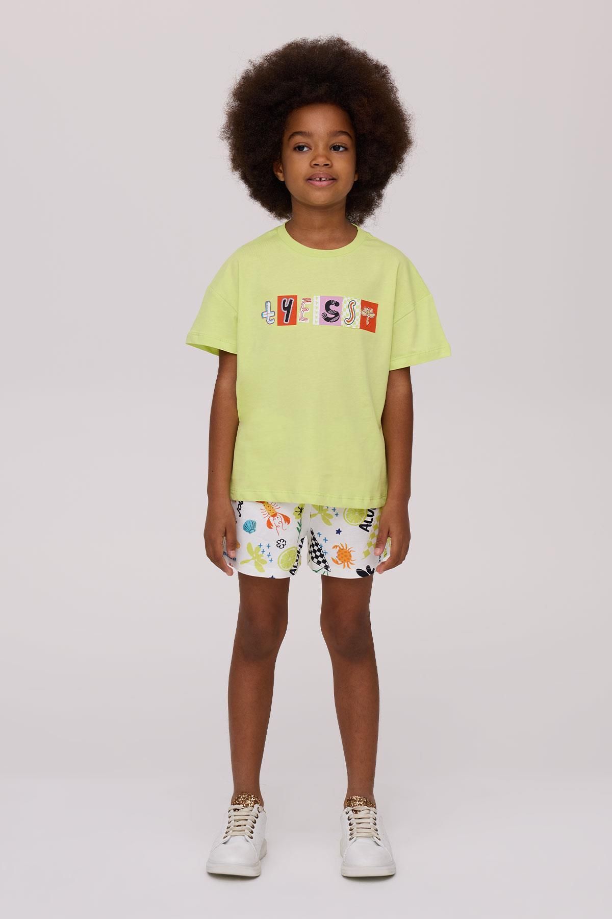 Tyess BG Store Kız Çocuk Yeşil T-Shirt