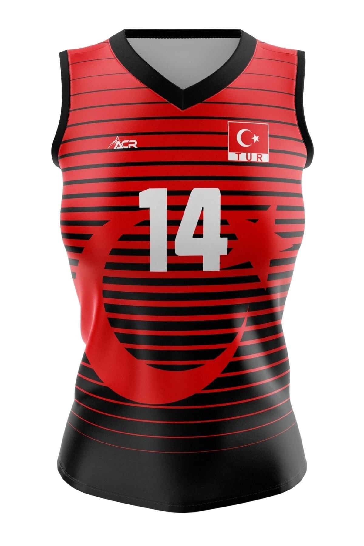 ACR Giyim Tekstil Forma Baskı Voleybol Forması Türkiye Model - Kişiye Özel Isim Ve Numara Yazılabilir, Dijital Baskı Tek Üst