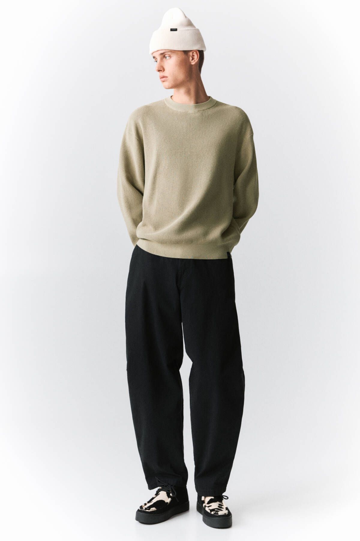 Pull & Bear Gofre kazak Boz gri