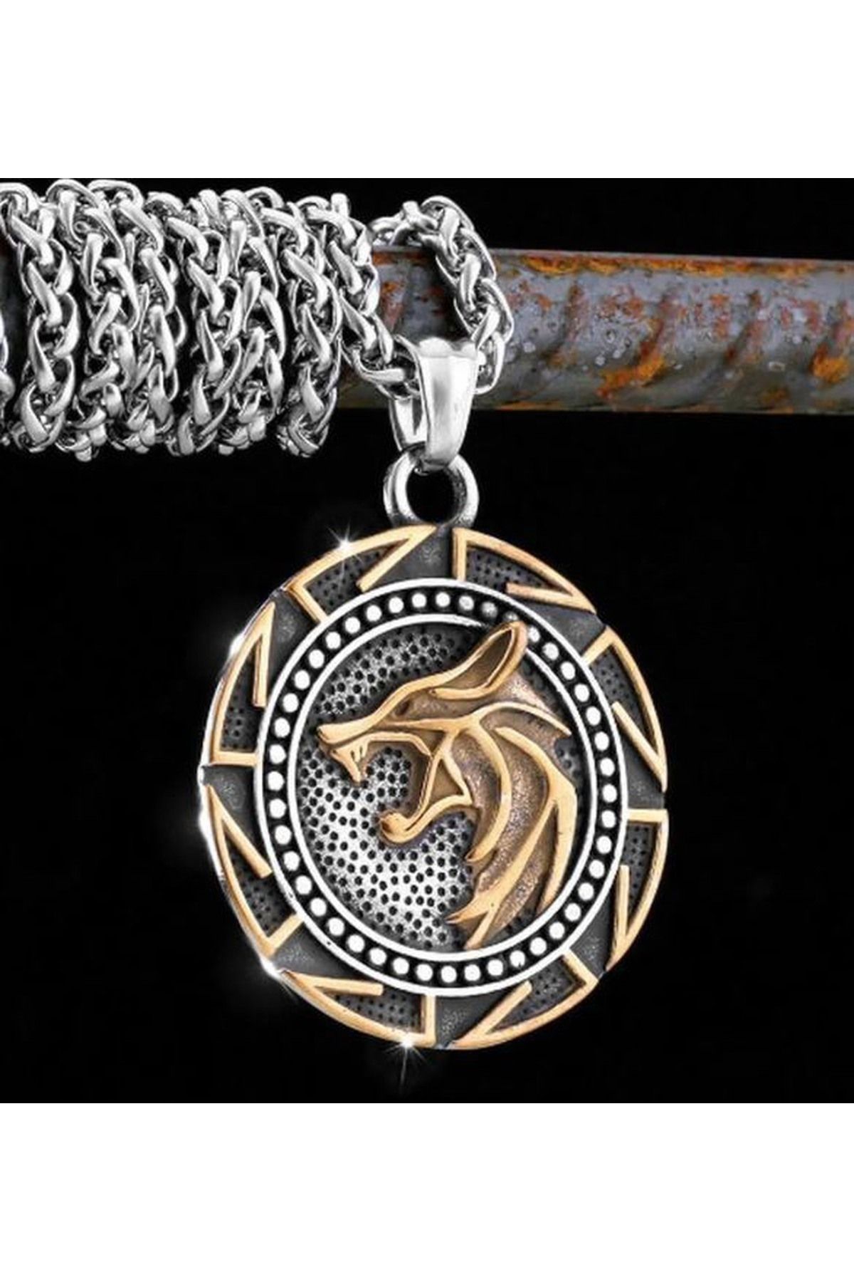 Viking Çift Taraflı Kullanım Witcher Hunt Geralt Kurt Kolye /witcher Kolye
