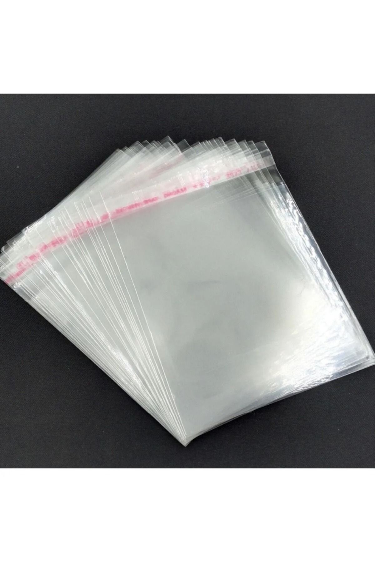 MG HOME 25 Adet 13x25 Jelati?n Bantli Poşet Şeffaf Poşet Yapişkanli