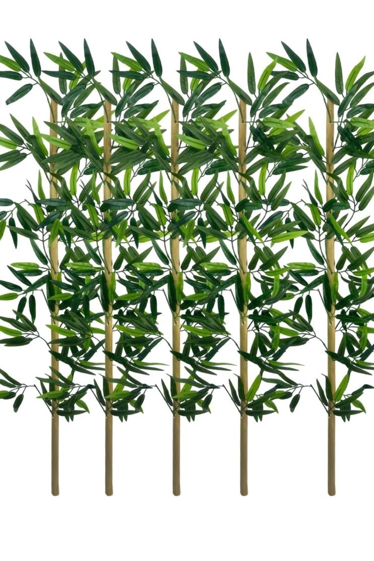 Nettenevime 5li Set Yapay Bambu Sopası 12 Yapraklı 110cm Yapay Çiçek Bambu Duvarı Separatör Çiçeği Yapay Çiçek