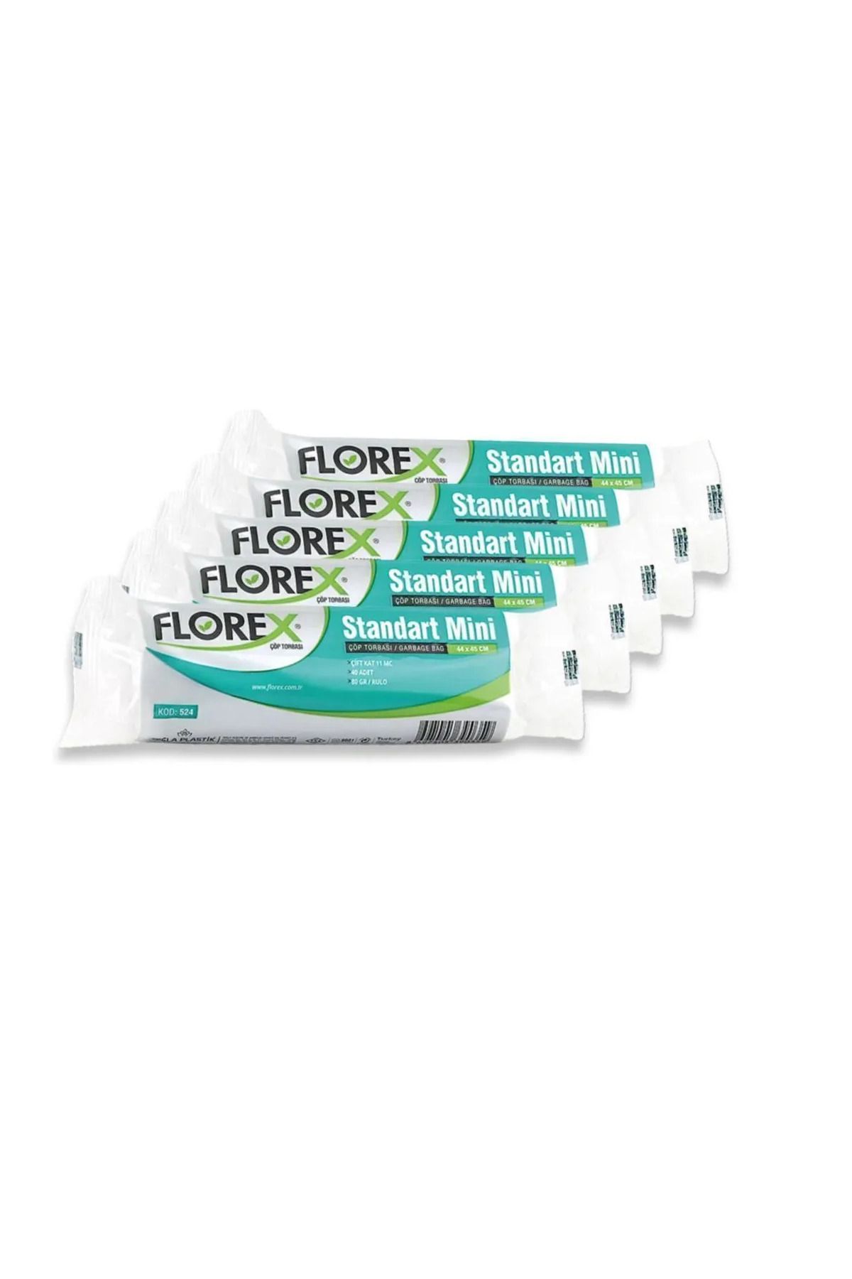 Florex Standart Mini Boy Şeffaf Çöp Poşeti 44x45cm 5 Rulo